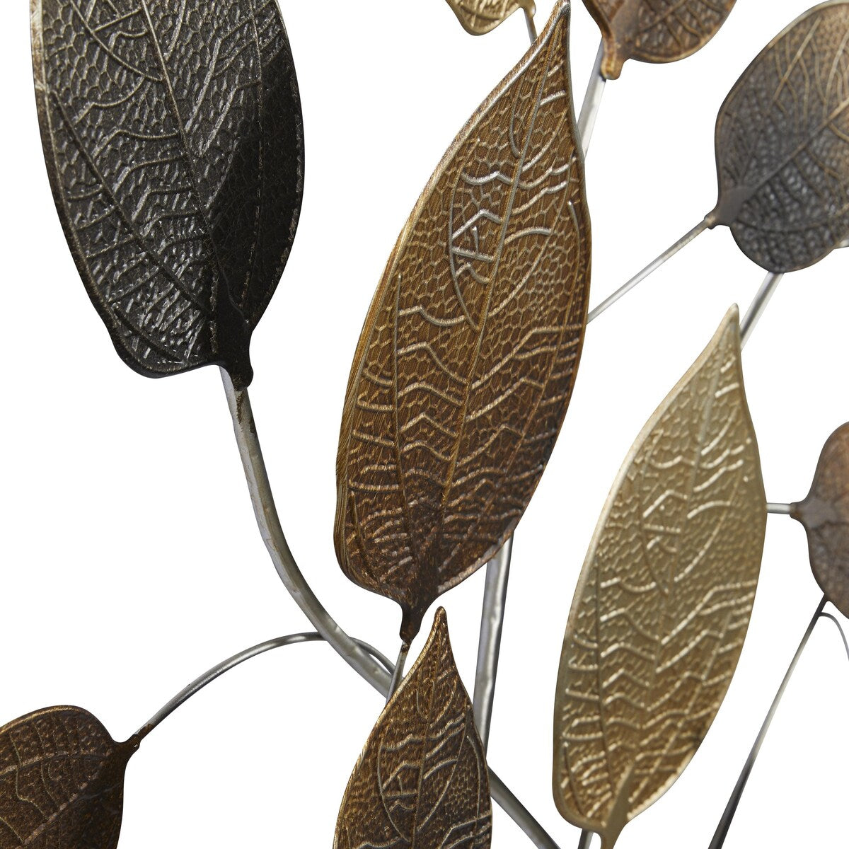 Metal Leaf Textured Home Wall Decor with Multiple Shades - Bronze - Roche River Decor