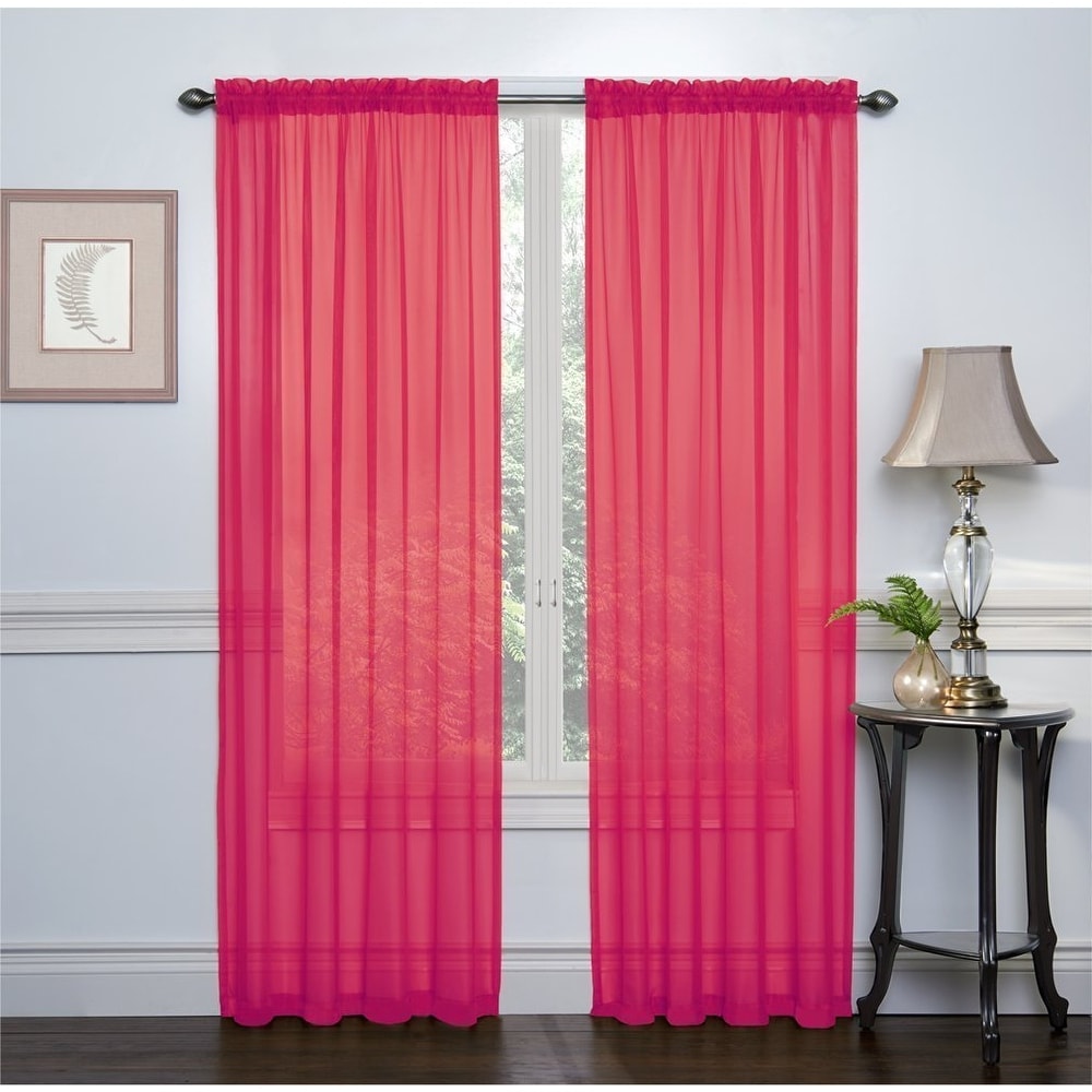 HLC.me Sheer Voile Window Treatment Rod Pocket Curtain Panels for Bedroom, Living Room, Kitchen - Set of 2 panels