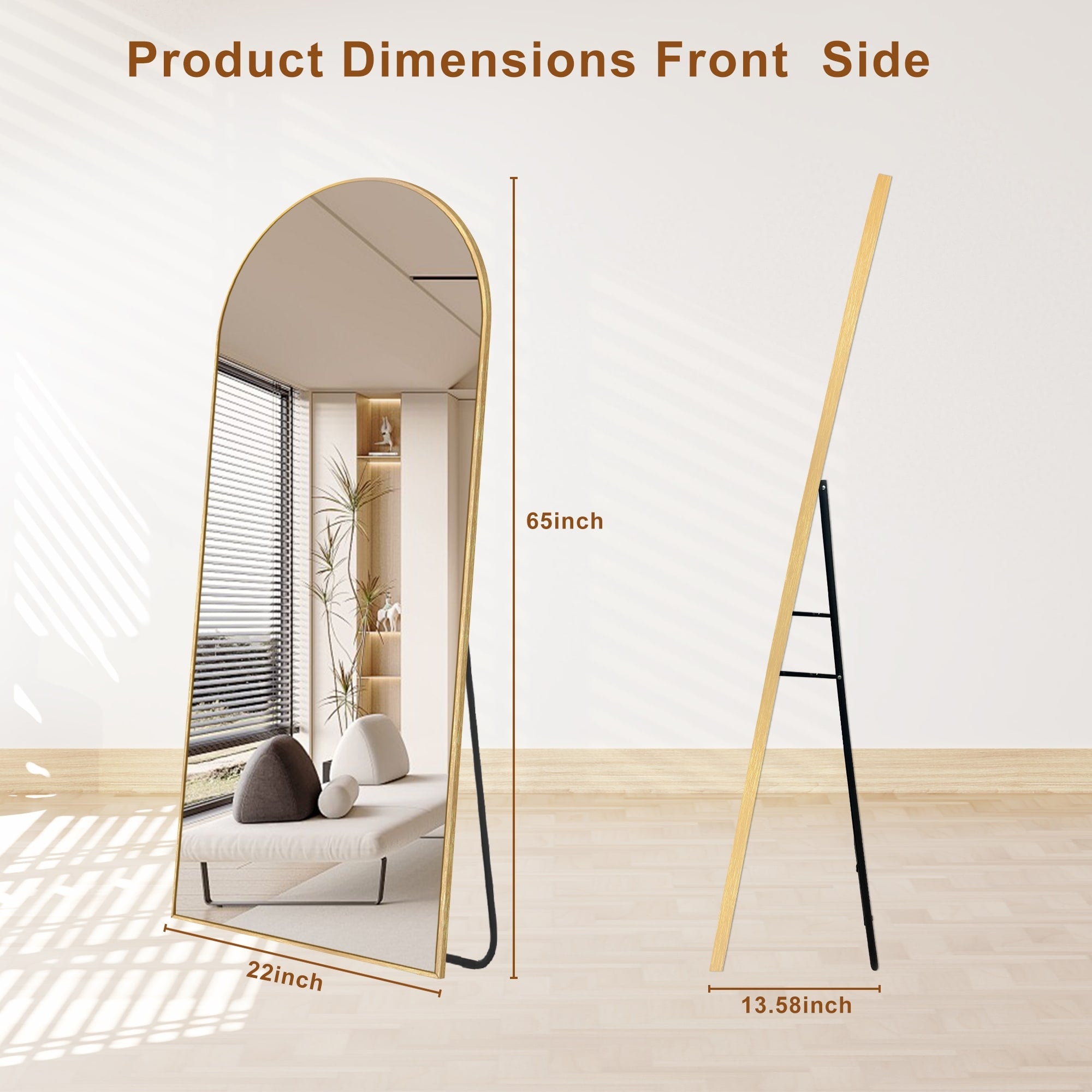 Modern Arched Full Length Aluminum Alloy Floor Mirror Standing Mirror