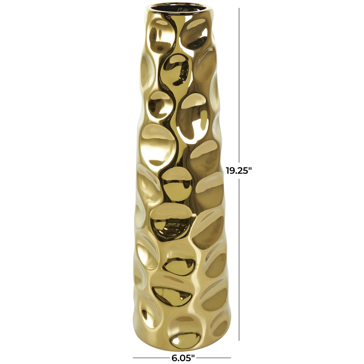 Ceramic Geometric Bubble Decorative Vase with Concaved Circles - Gold or Silver - Roche River Decor