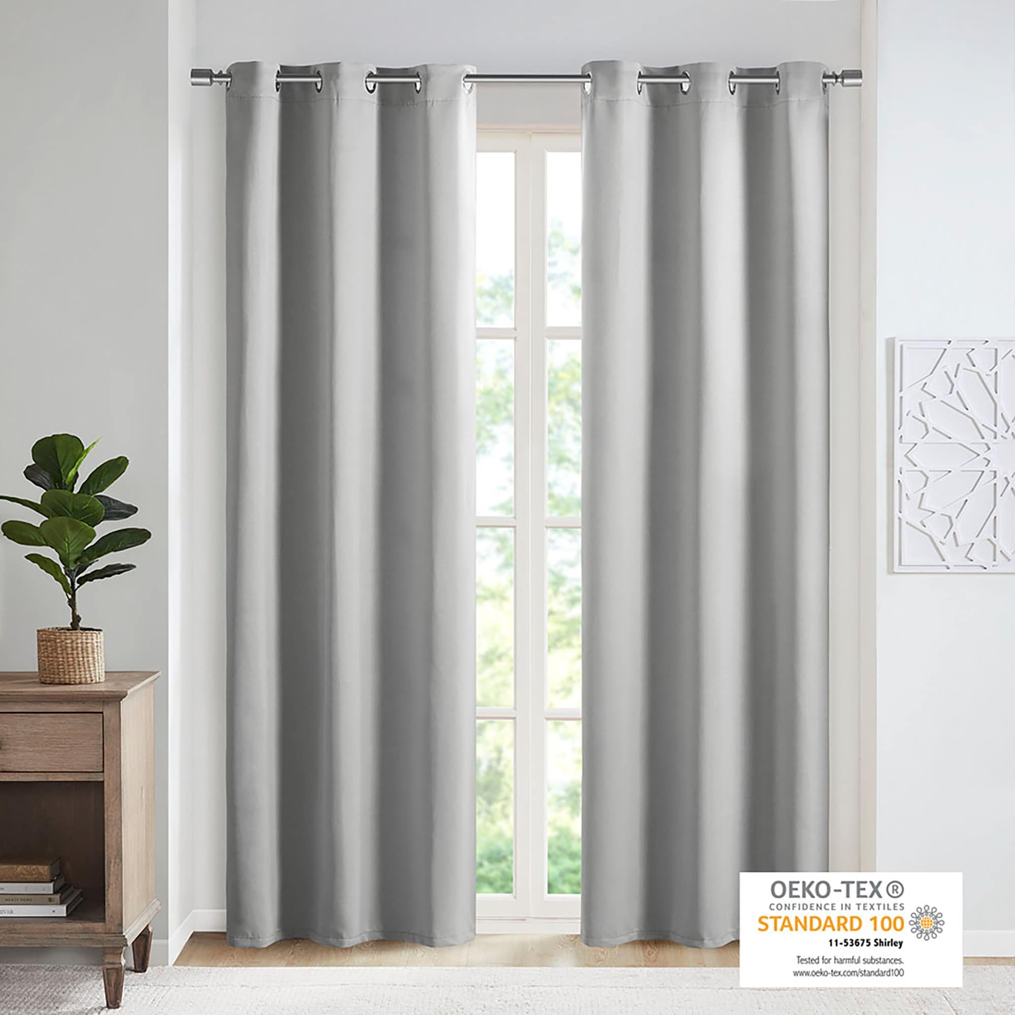 SunSmart Brent Solid Blackout Triple Weave Grommet Top Curtain Panel Pair