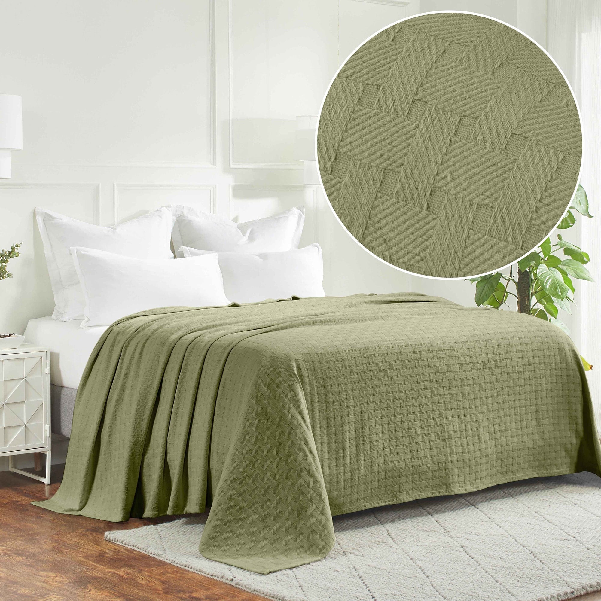 Superior Basketweave All-Season Bedding Cotton Blanket