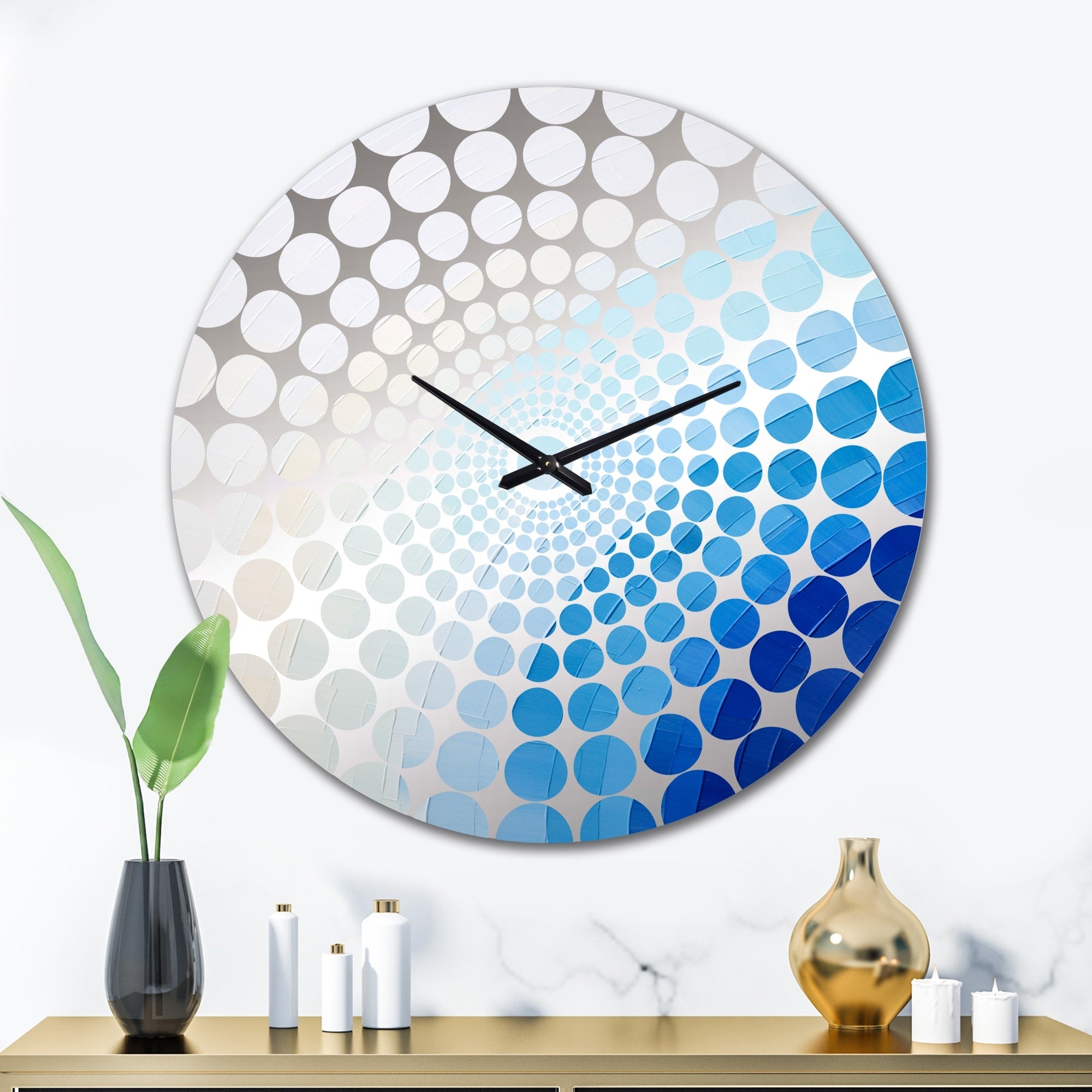 Designart Blue And White Arc Of Simplicity Blue Rainbow Clocks Traditional Wall Clocks For Hallway Décor