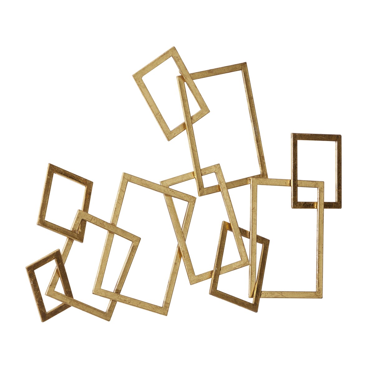 Metal Geometric Overlapping Rectangle Home Wall Decor - Gold - CosmoLiving by Cosmopolitan