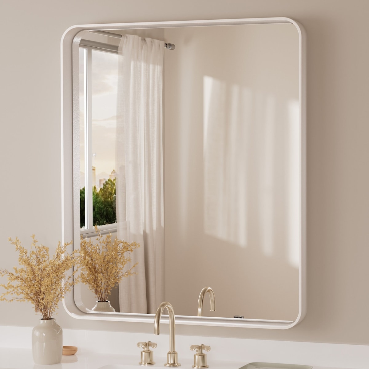 TETOTE Modern Metal Frame Wall Mounted Bathroom Vanity Mirror