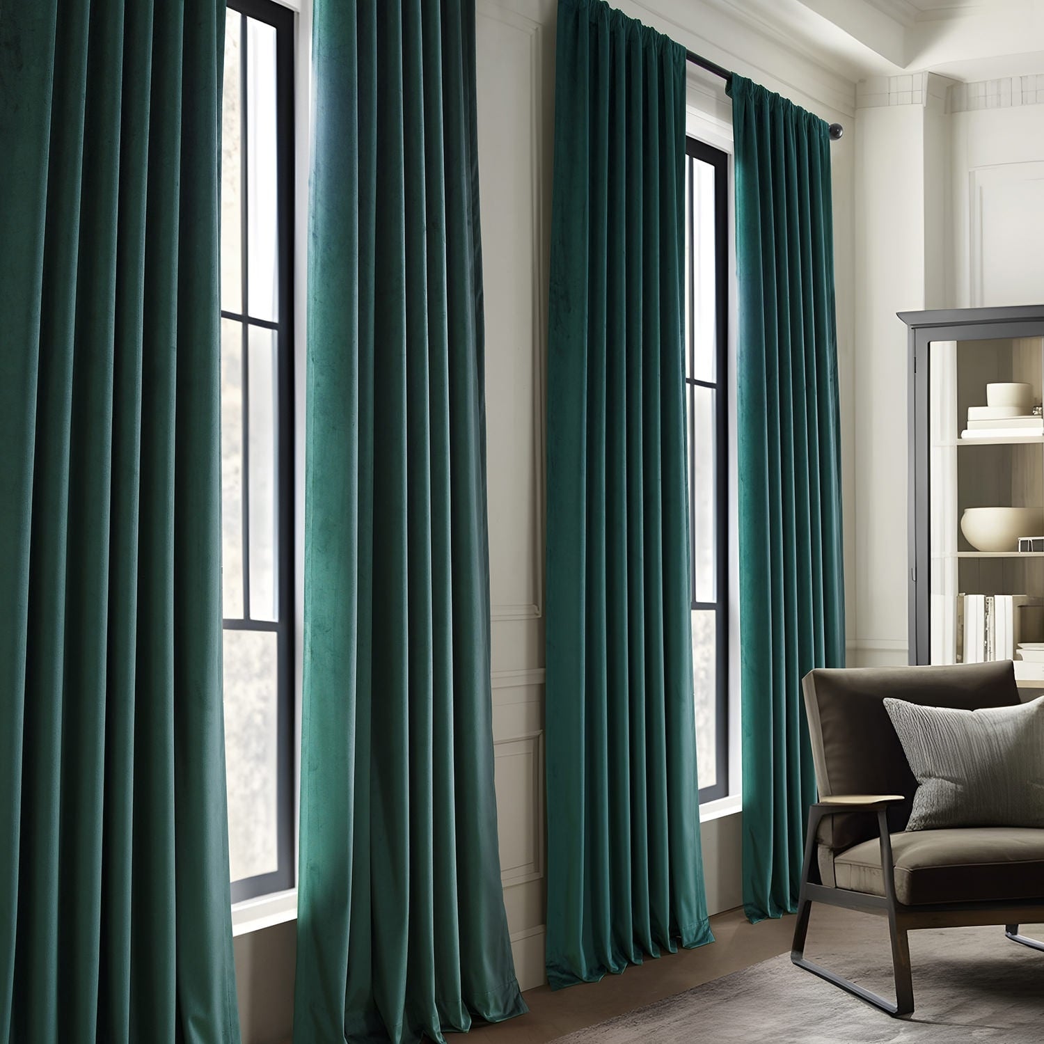 Exclusive Fabrics Simply Velvet Room Darkening Curtains 2 Panels Set - Velvet Window Curtains for Living Room & Bedroom