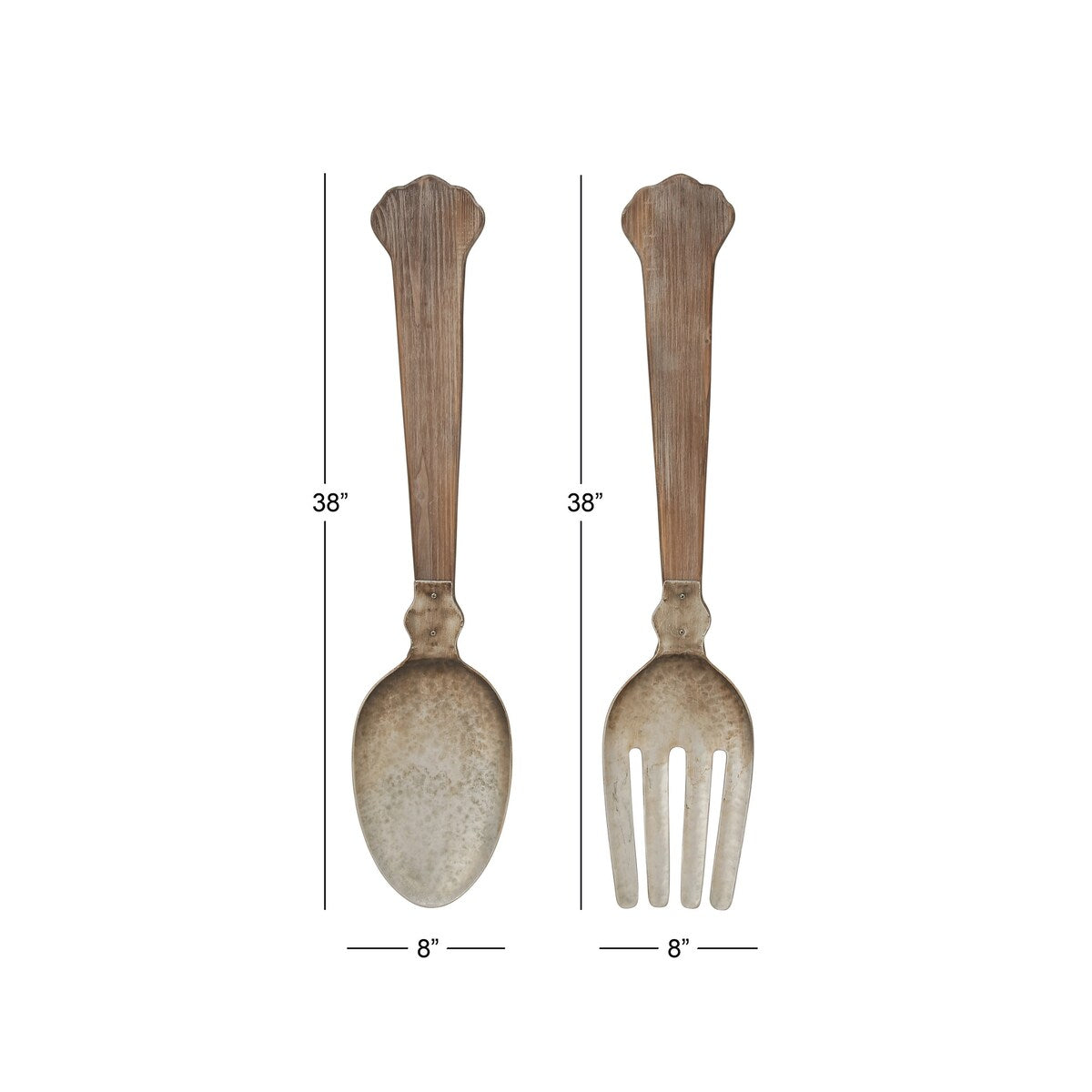 Metal Utensils Spoon and Fork Home Wall Decor - Set of 2 Brown - Roche River Decor