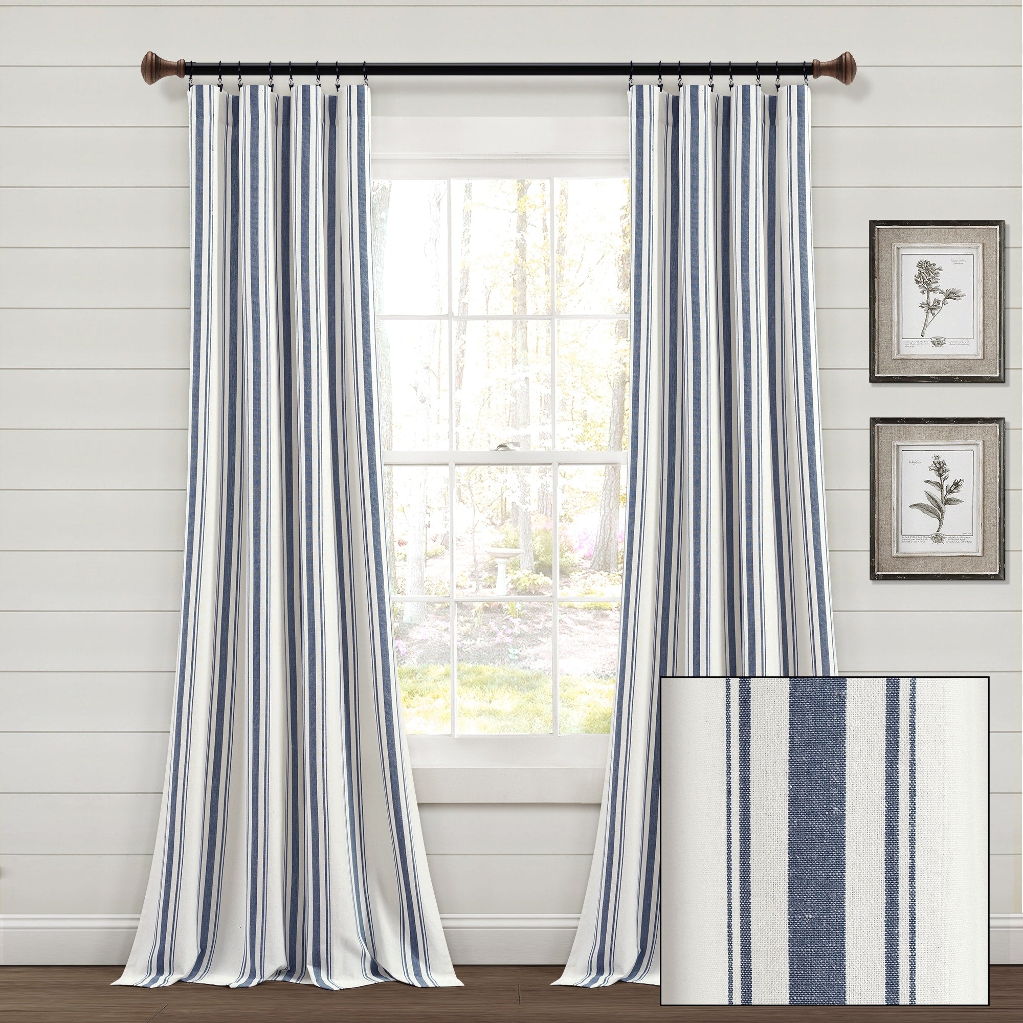 Lush Decor Farmhouse Stripe Yarn Dyed Cotton Window Curtain Panel Pair