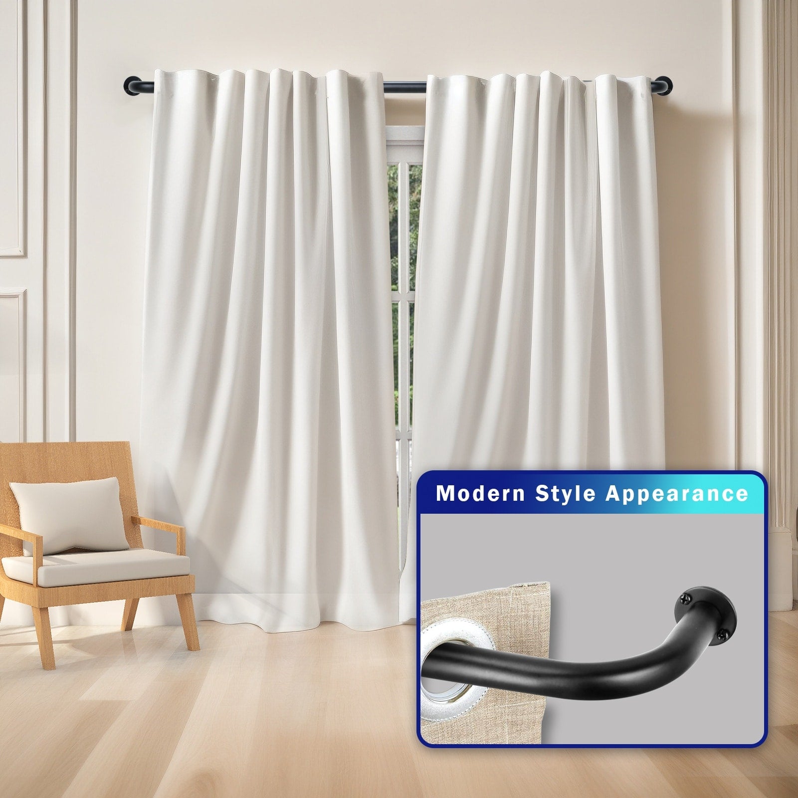 Energy-saving Wraparound Adjustable French Blackout Curtain Rod Set