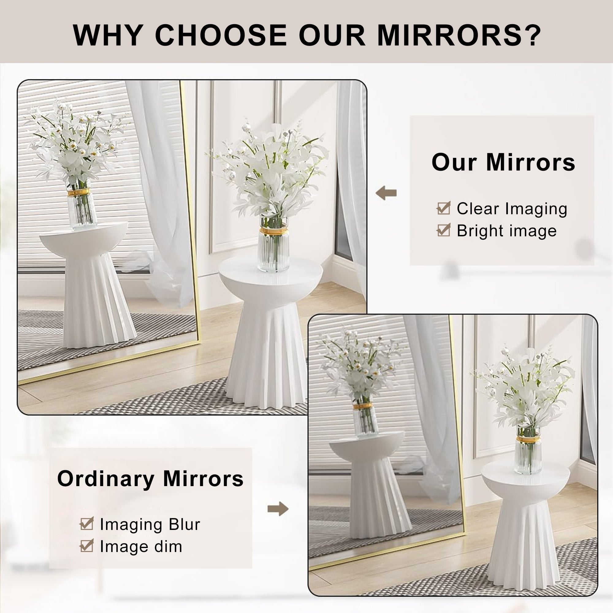 Modern Arched Full Length Aluminum Alloy Floor Mirror Standing Mirror