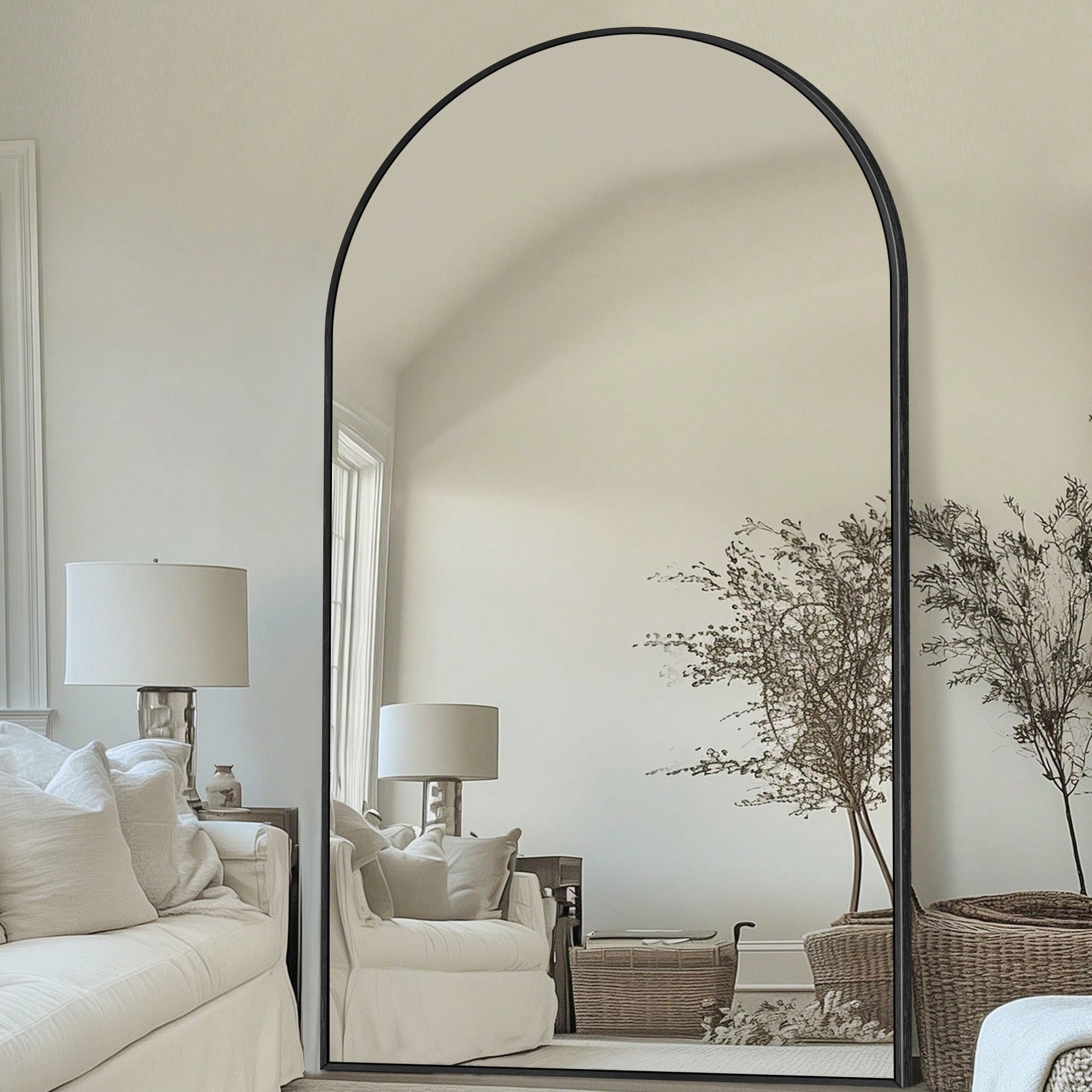 Modern Arched Full Length Aluminum Alloy Floor Mirror Standing Mirror