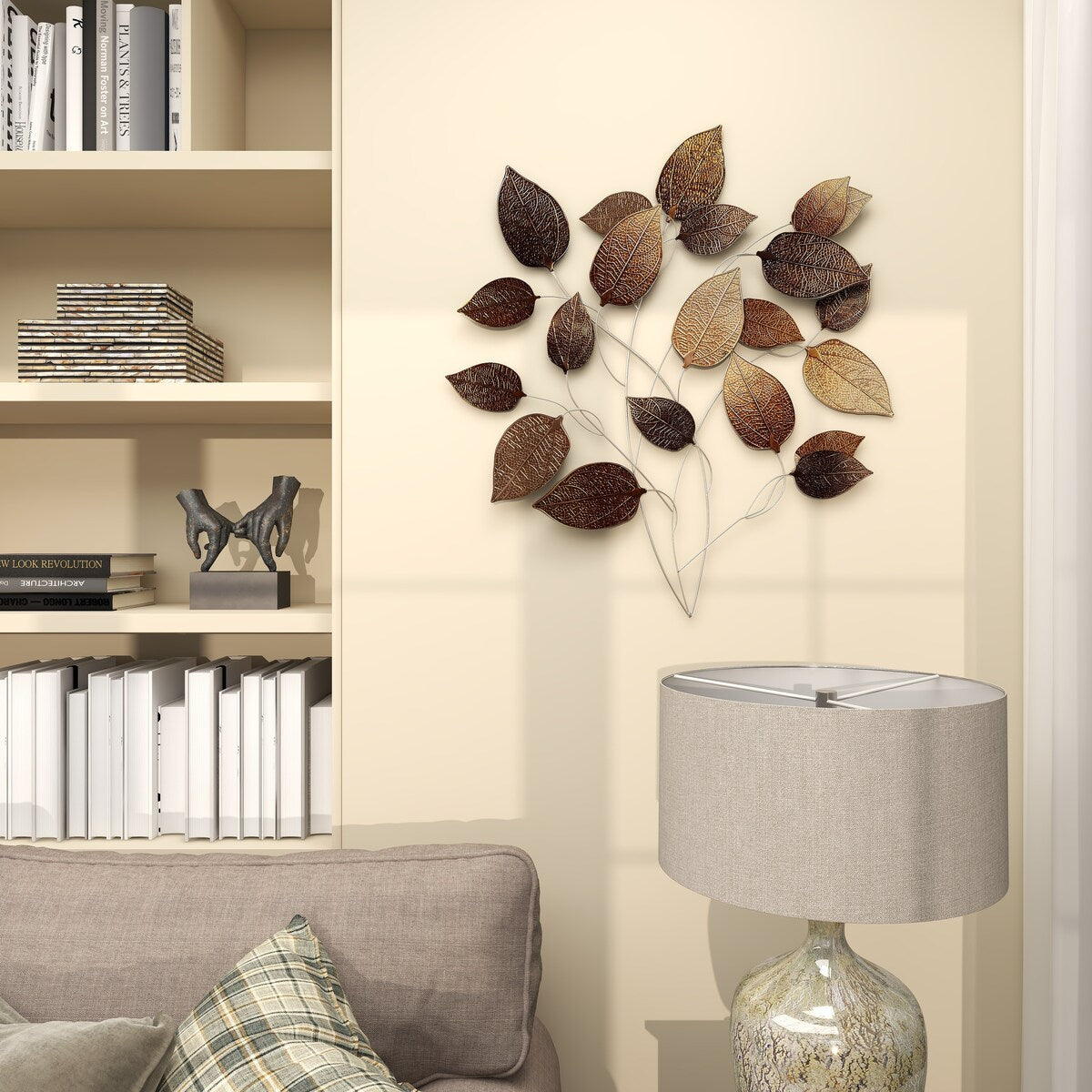 Metal Leaf Textured Home Wall Decor with Multiple Shades - Bronze - Roche River Decor