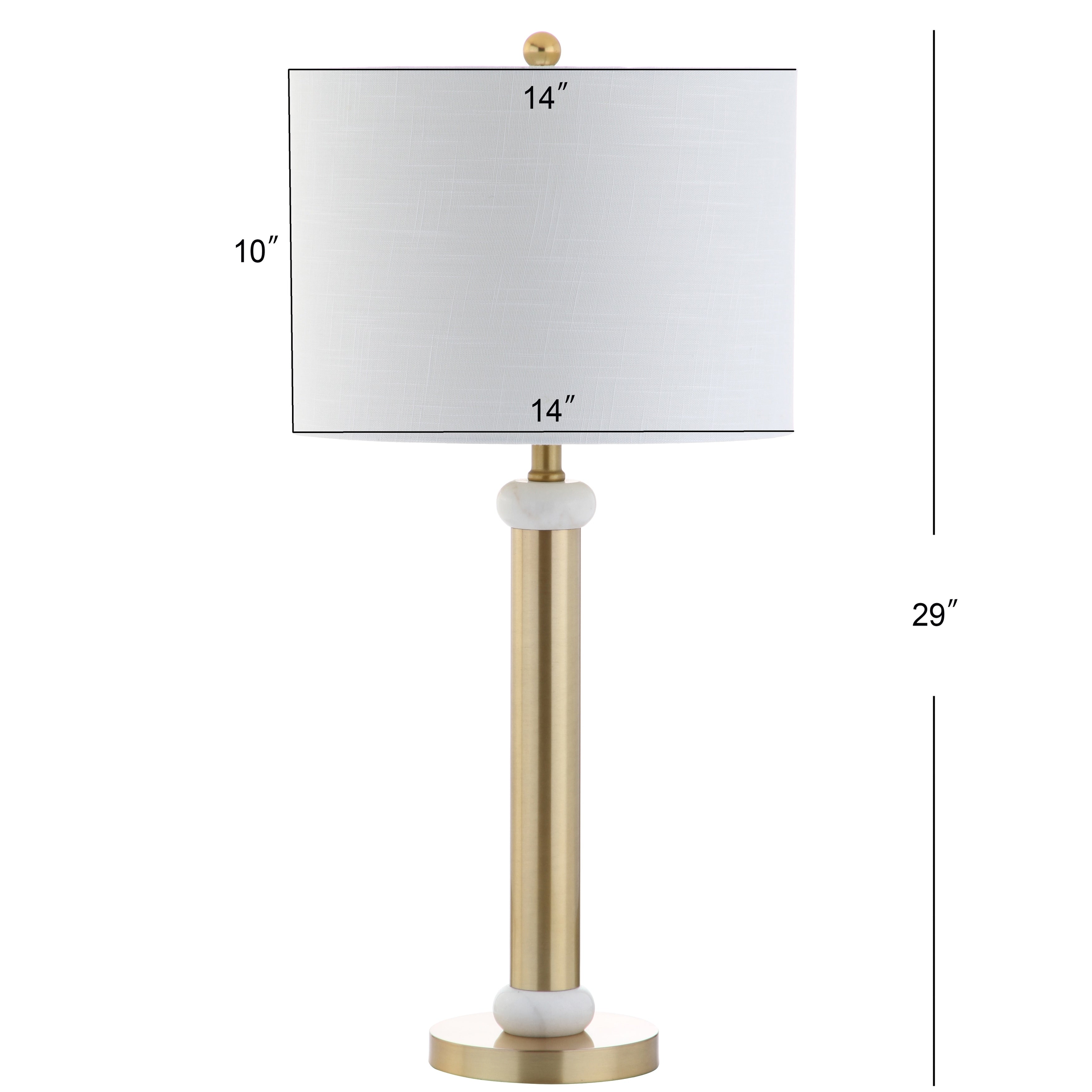 Treat 27 Metal/Marble LED Table Lamp, Gold/White by JONATHAN Y