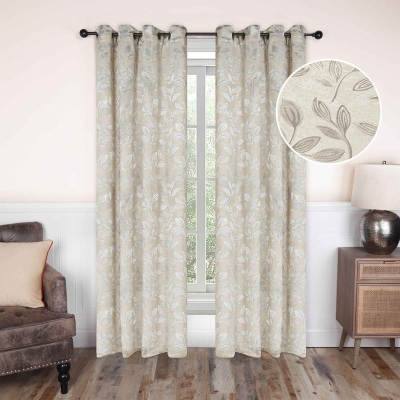 Superior Modern Bohemian Leaves Room Darkening Blackout Curtains, Rod Pocket or Grommets, Set of 2