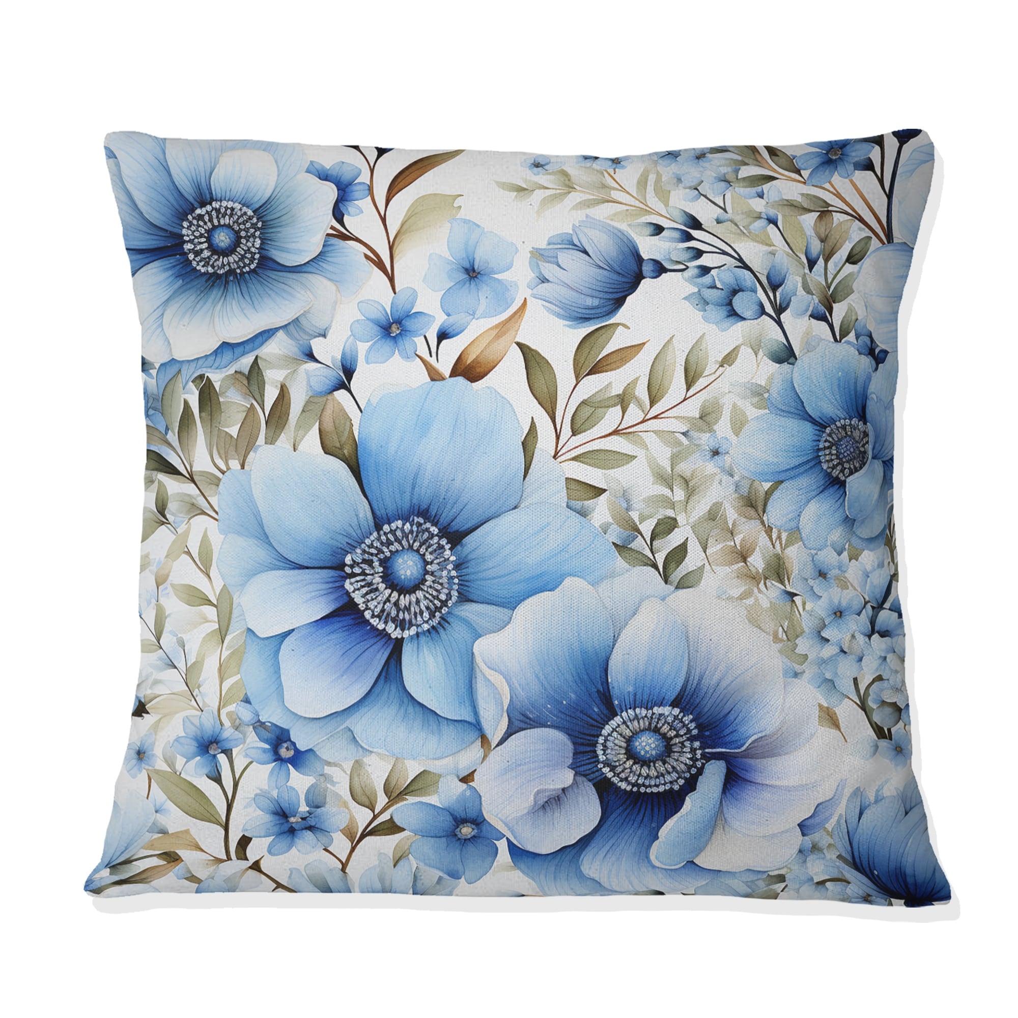 Designart Blue Watercolor Eccentric Floral Pattern III Floral Printed Throw Pillow