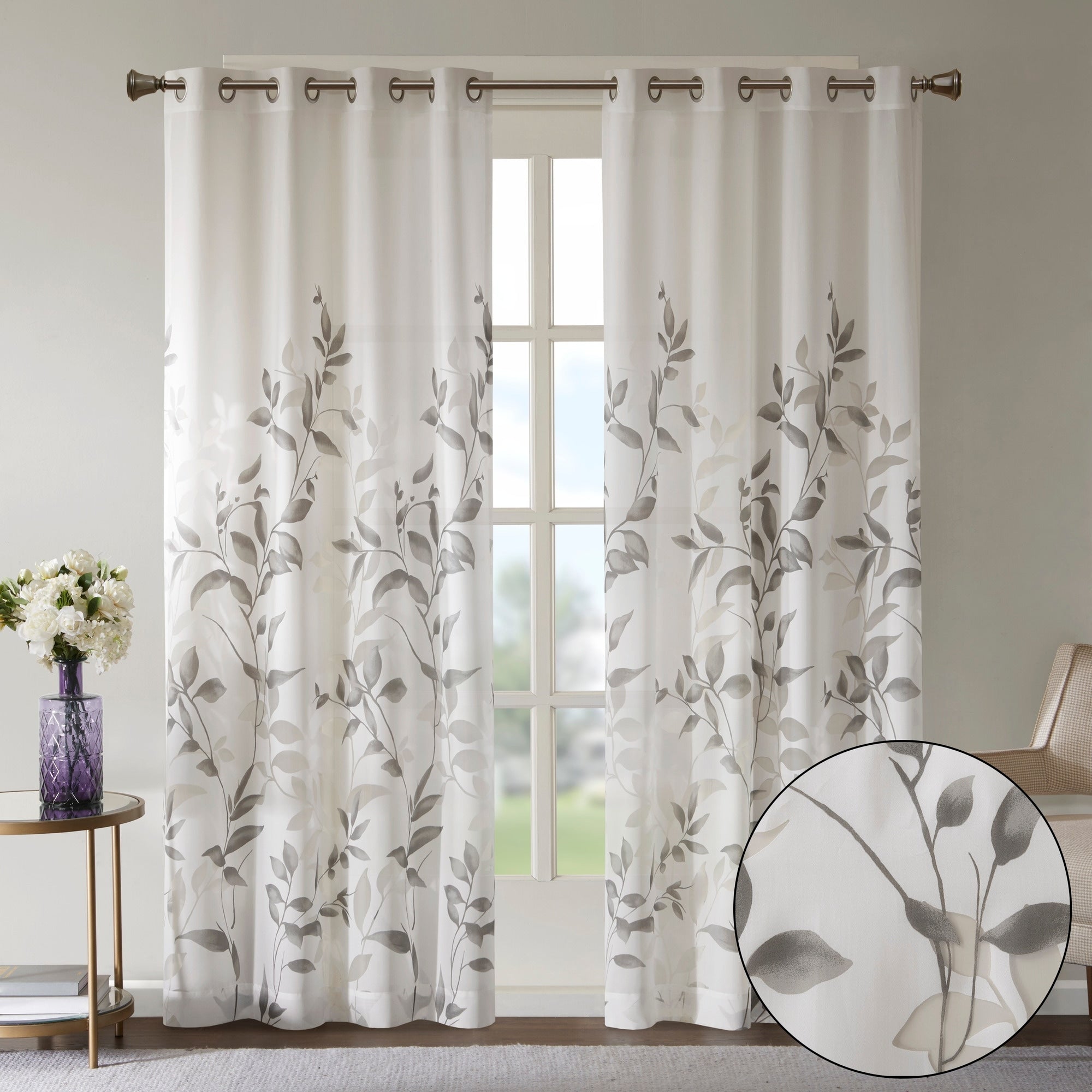 Madison Park Vera Burnout Printed Curtain Panel