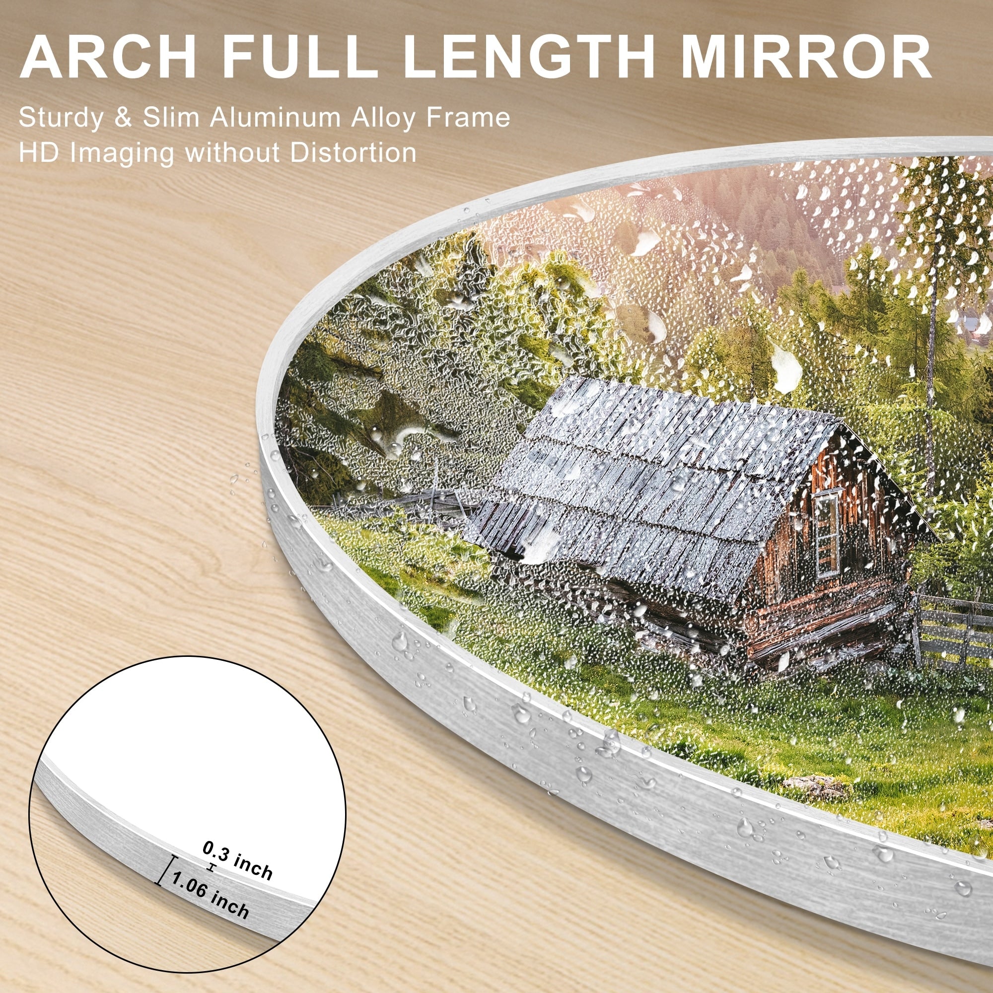 Modern Arched Full Length Aluminum Alloy Floor Mirror Standing Mirror