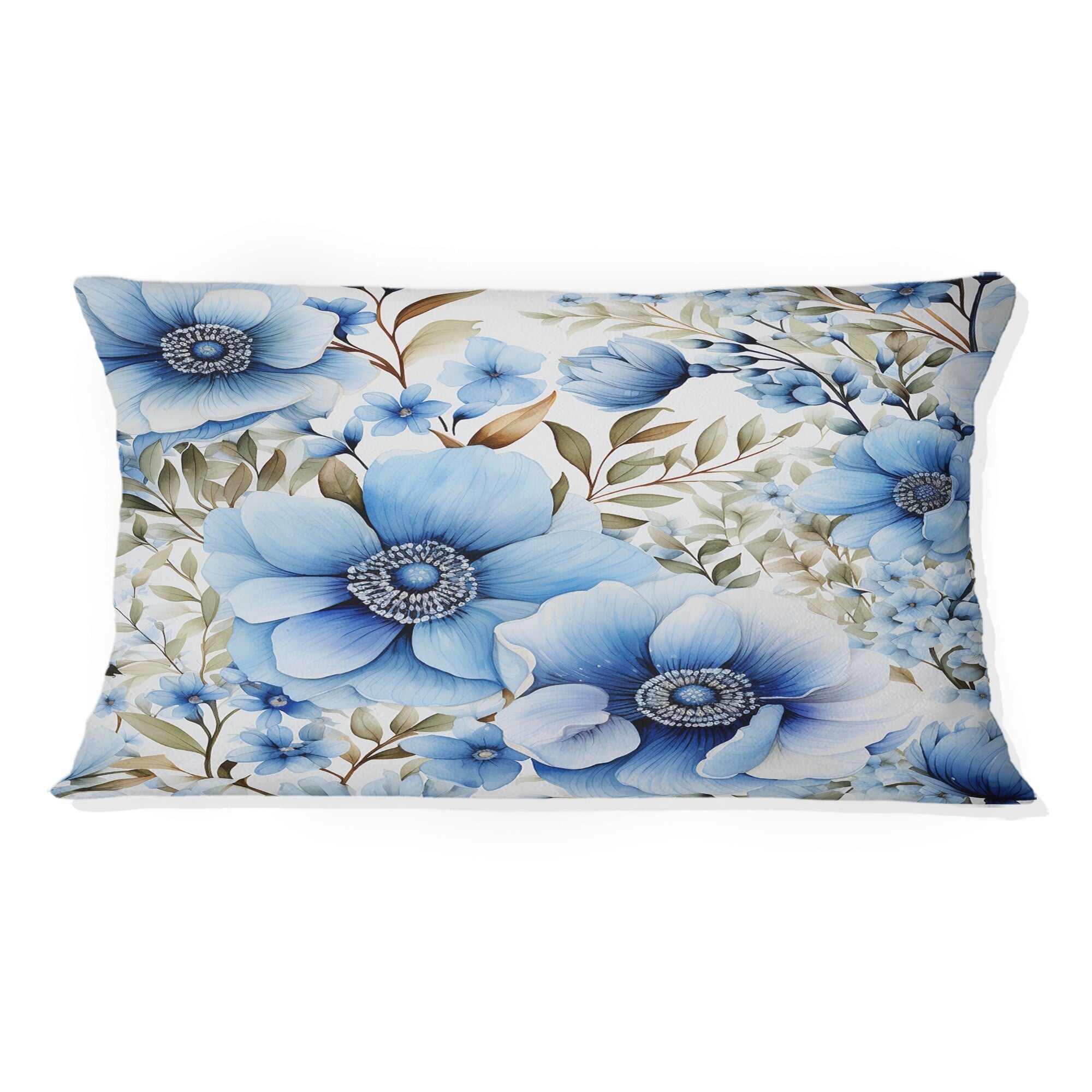 Designart Blue Watercolor Eccentric Floral Pattern III Floral Printed Throw Pillow