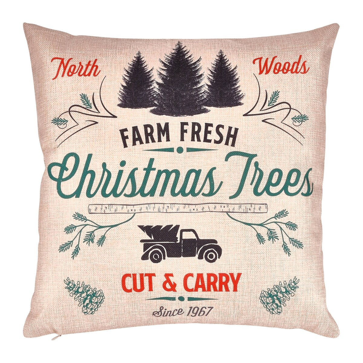 Syncfun 4 PCS Farmhouse Christmas Pillow Covers 18x18, Winter Holiday Decorations, Rustic Throw Cushion Case