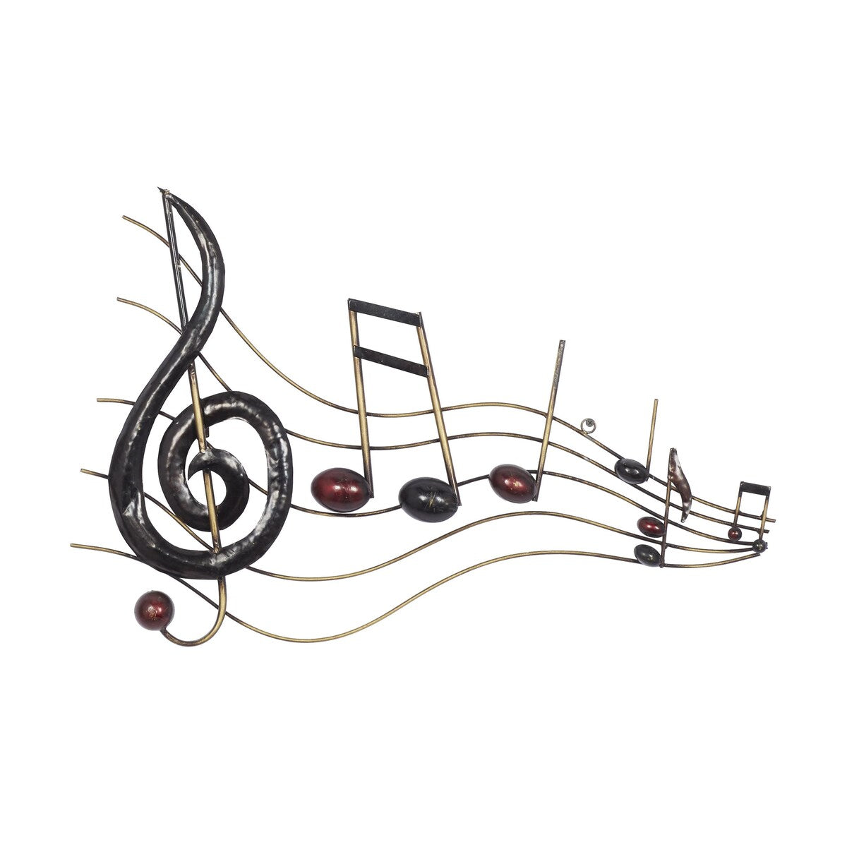 Metal Musical Notes Home Wall Decor with Gold Details - Brown - Roche River Decor