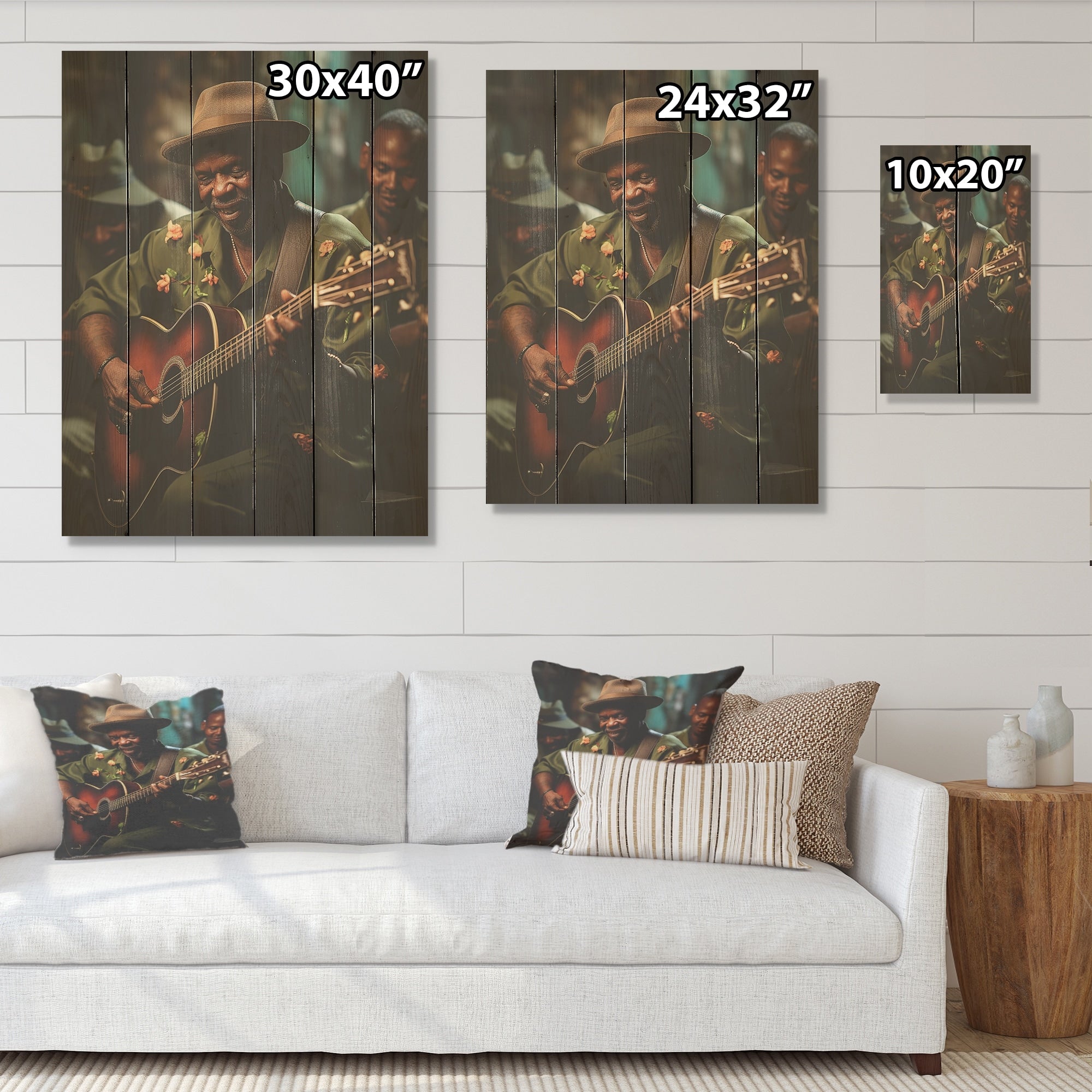 Designart Green Cuban Music Soul Cuba Landscape Wood Wall Decor - Traditional Green Wood Panel On Natural Pine Wood