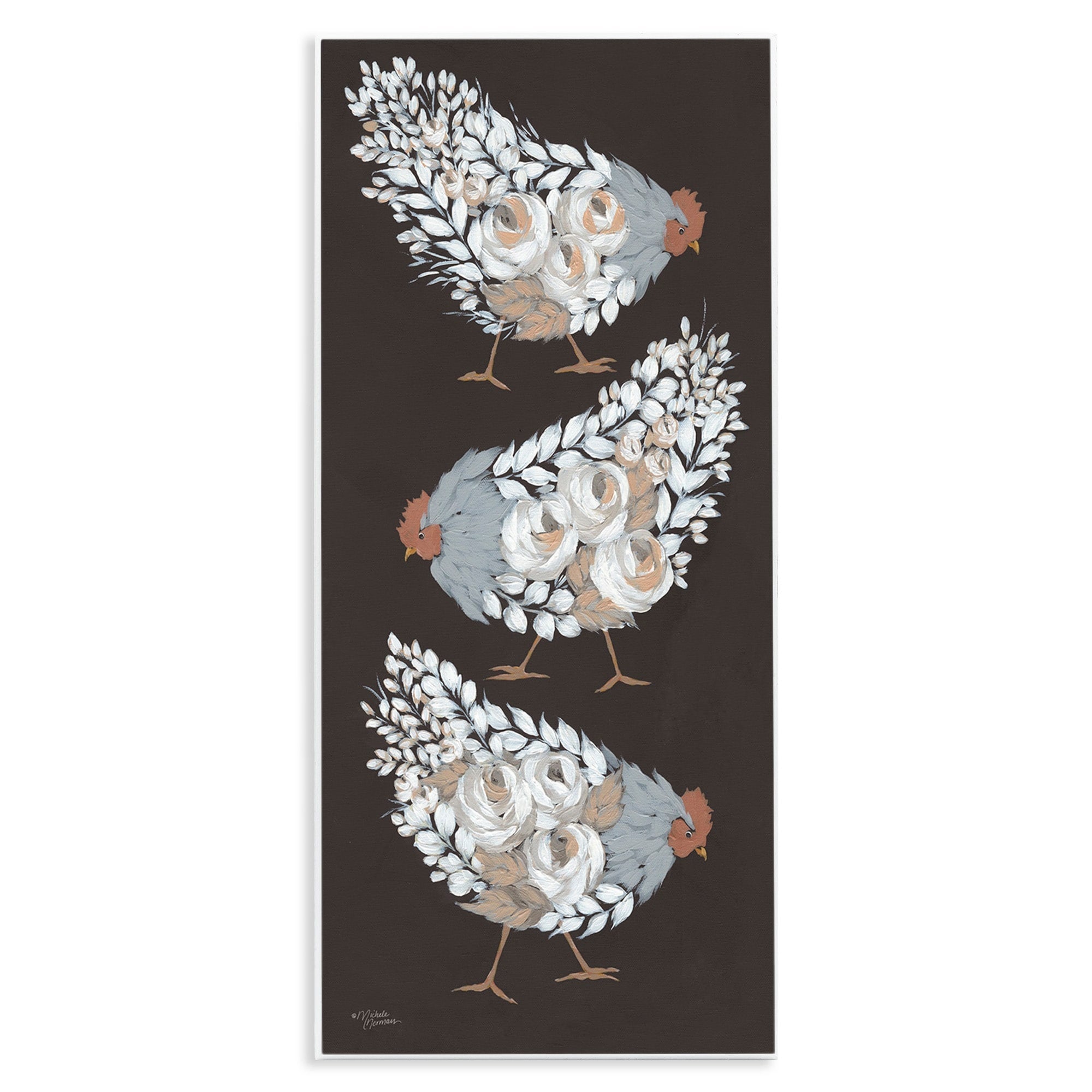 Stupell Chicken Hen Abstract Animal Botanical Blooms Pattern Wood Wall Art, Design by Michele Norman - Multi-Color