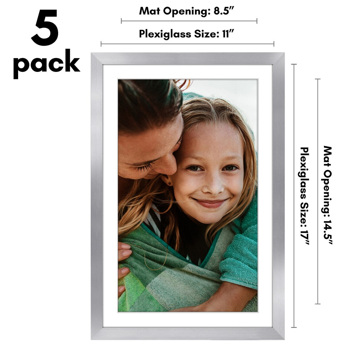 Americanflat 5 Pack of Picture Frames with Mat - Plexiglass Cover