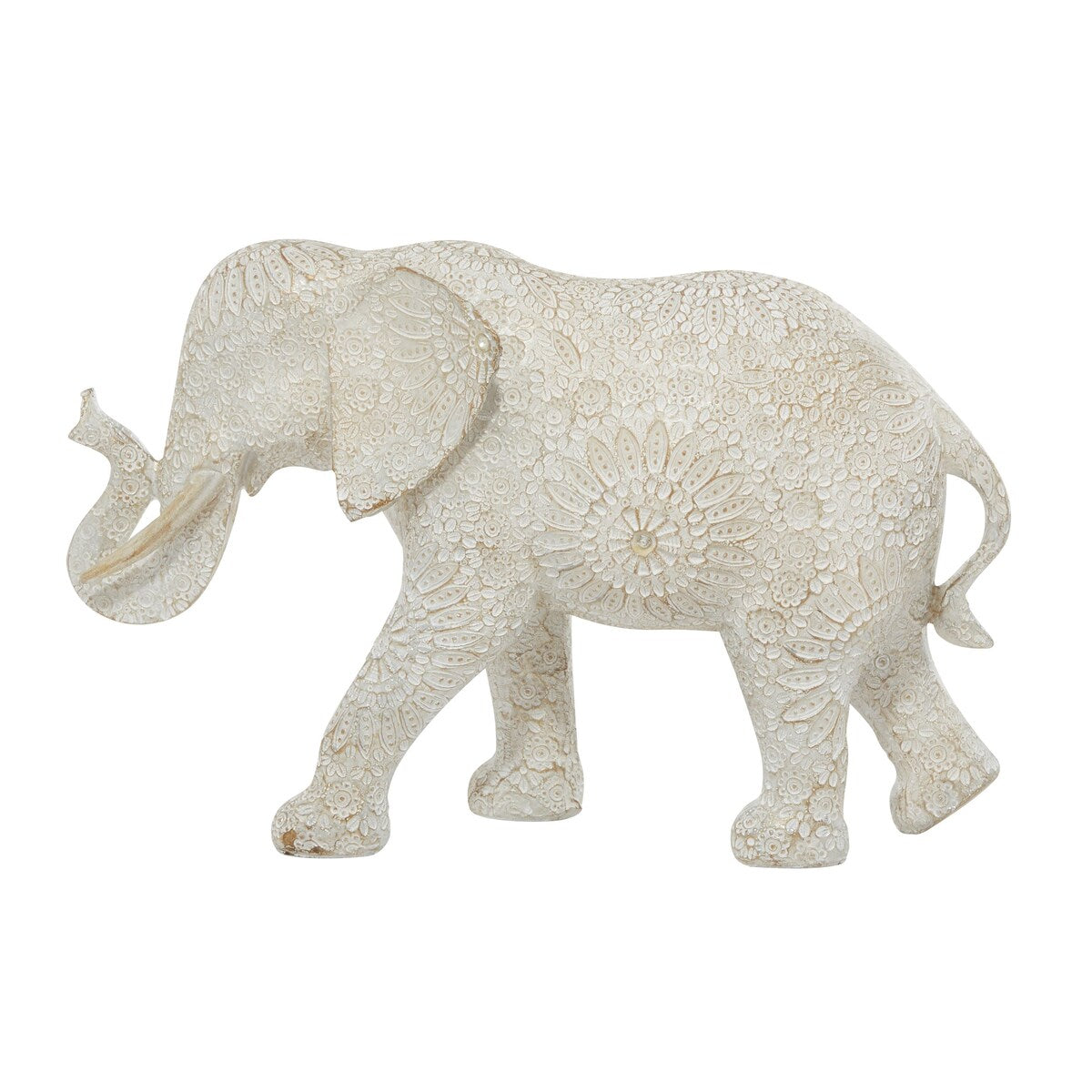 Polystone Elephant Decorative Sculpture - White - Roche River Decor