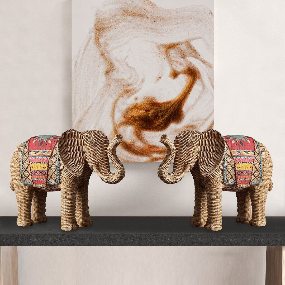 Resin Elephant Decor Statue - 7inches