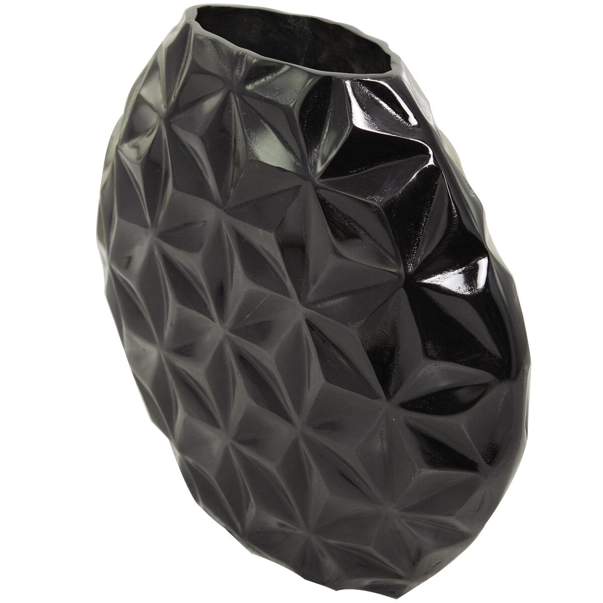 Aluminum Metal Geometric Faceted Decorative Vase - Silver, Black or Gold - CosmoLiving by Cosmopolitan