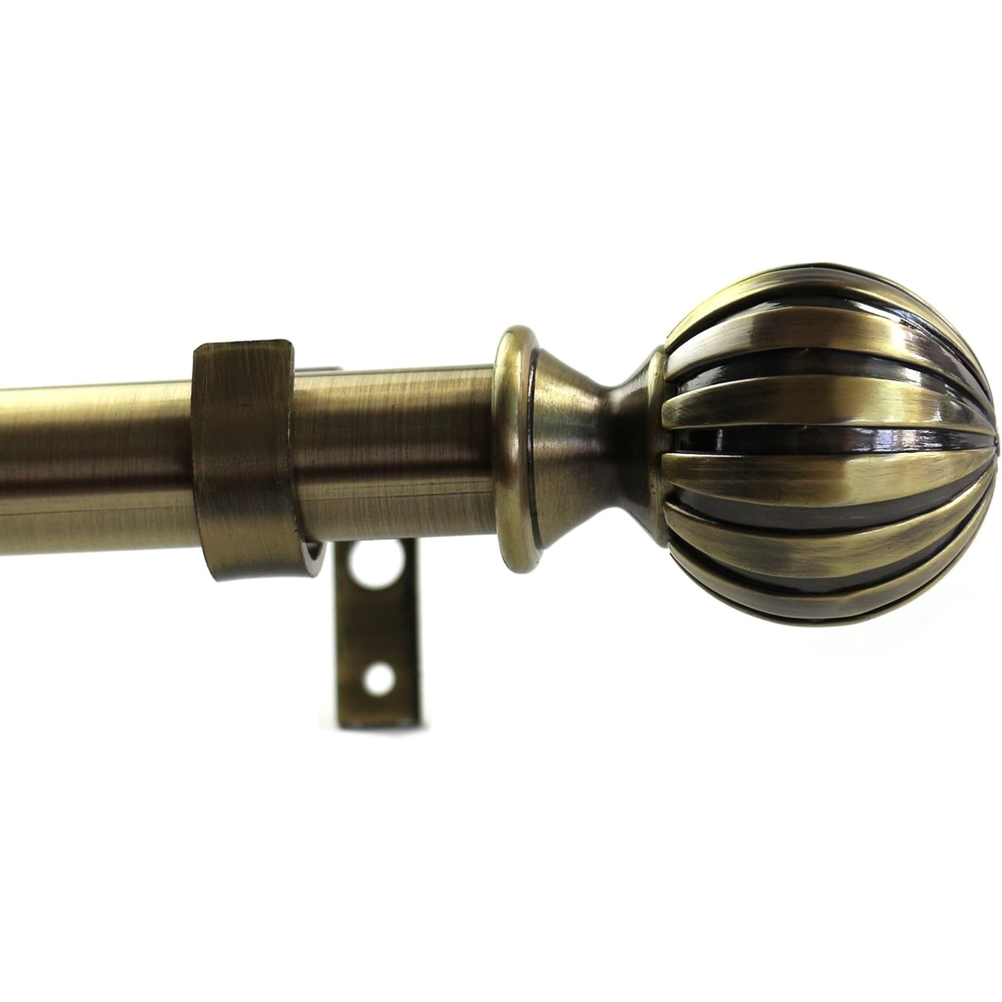 1-inch Diameter Fluted Ball Adjustable Single Drapery Curtain Rod