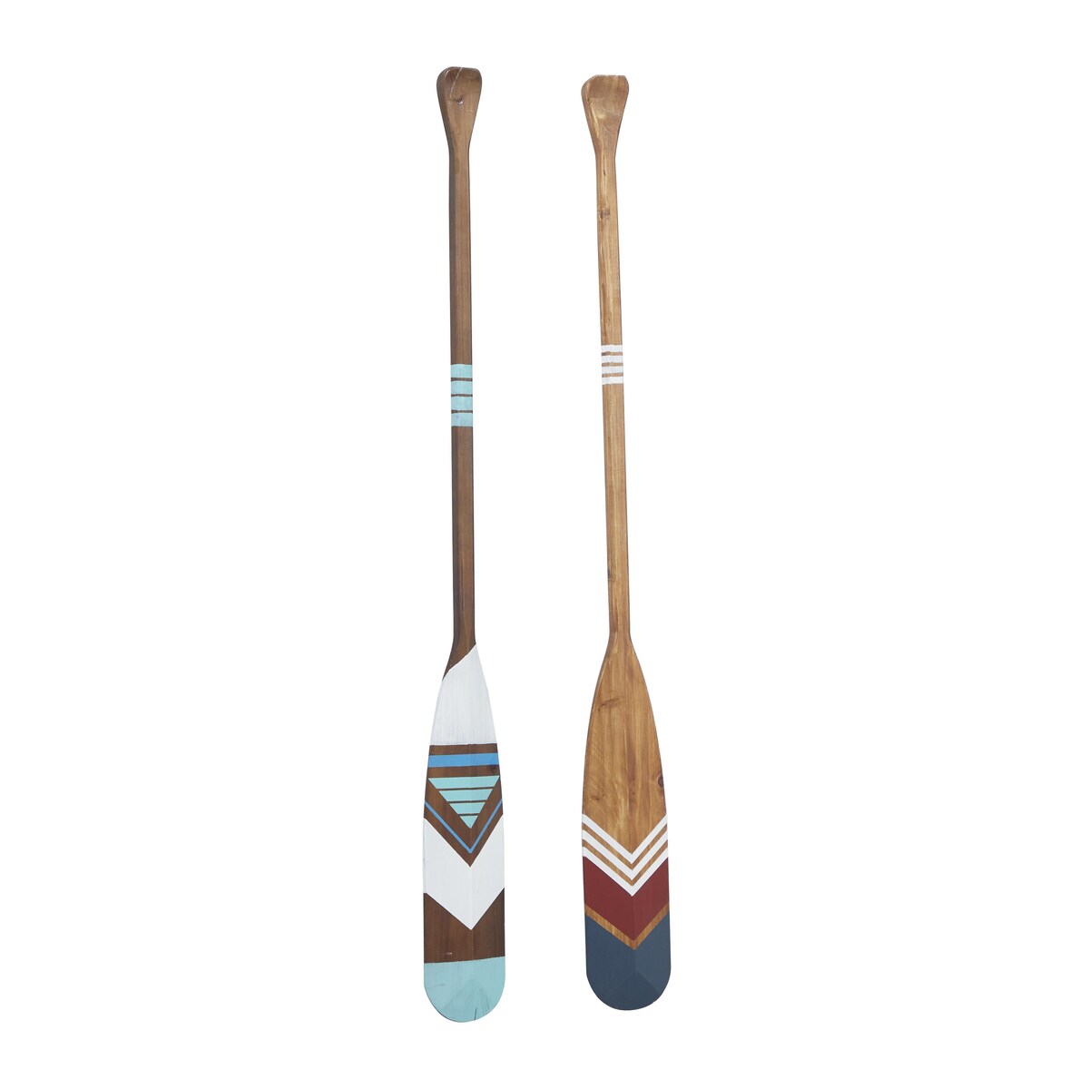 Wood Paddle Novelty Canoe Oar Home Wall Decor with Arrow and Stripe Patterns - Set of 2 Multi Colored - Roche River Decor