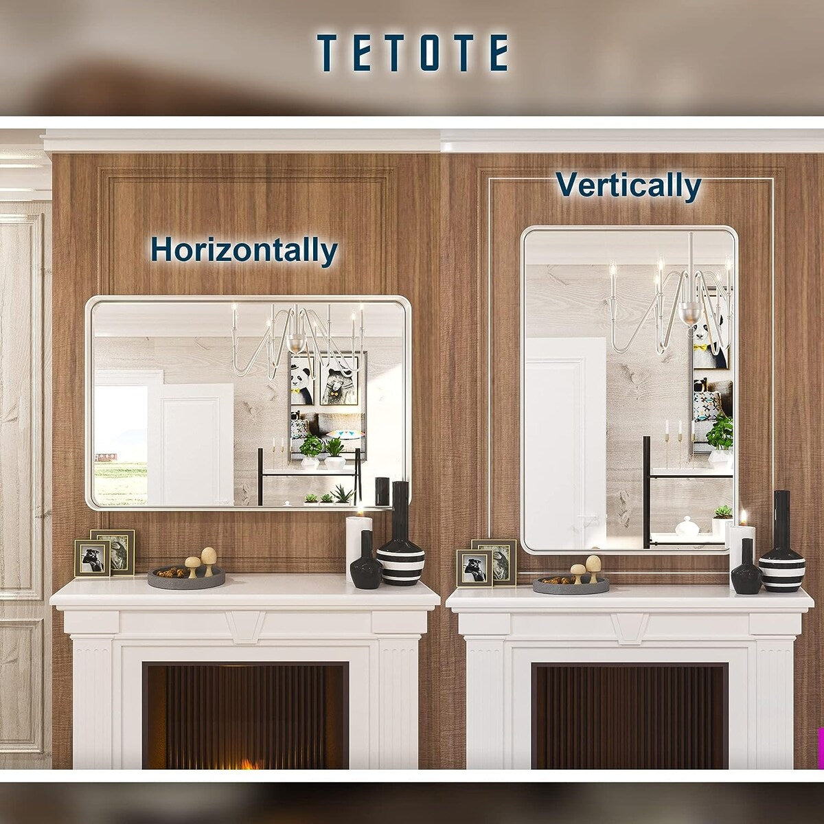 TETOTE Modern Metal Frame Wall Mounted Bathroom Vanity Mirror