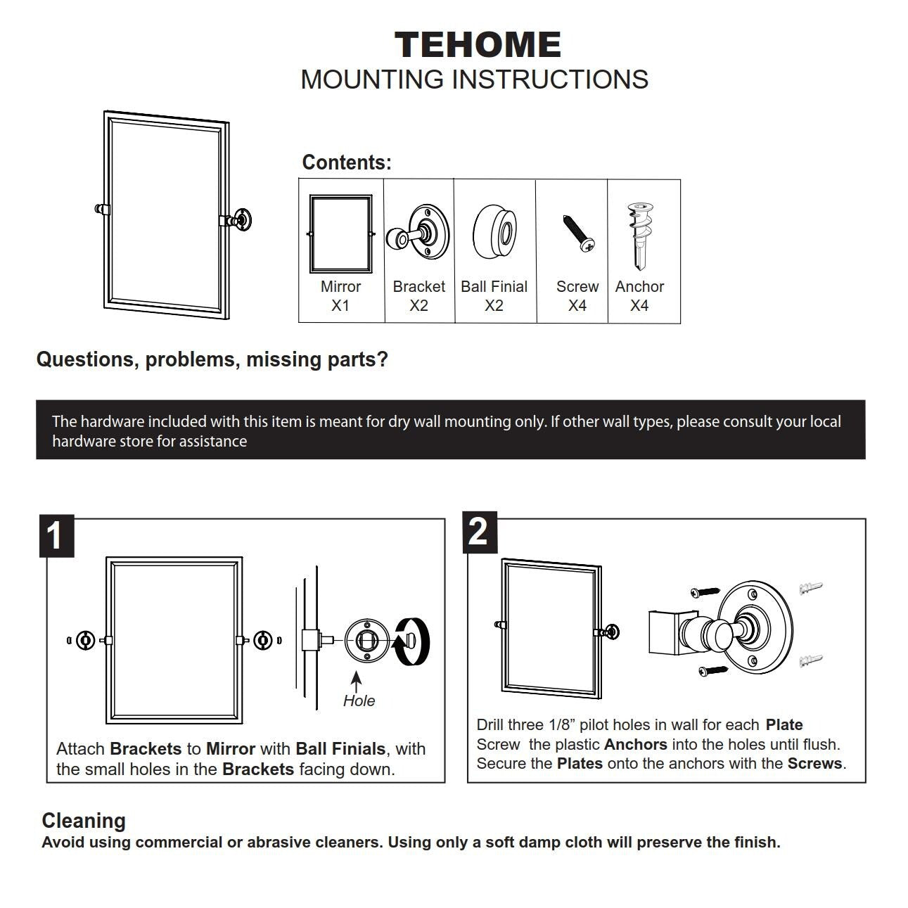 TEHOME Blakley Rectangle Metal Wall Mirror