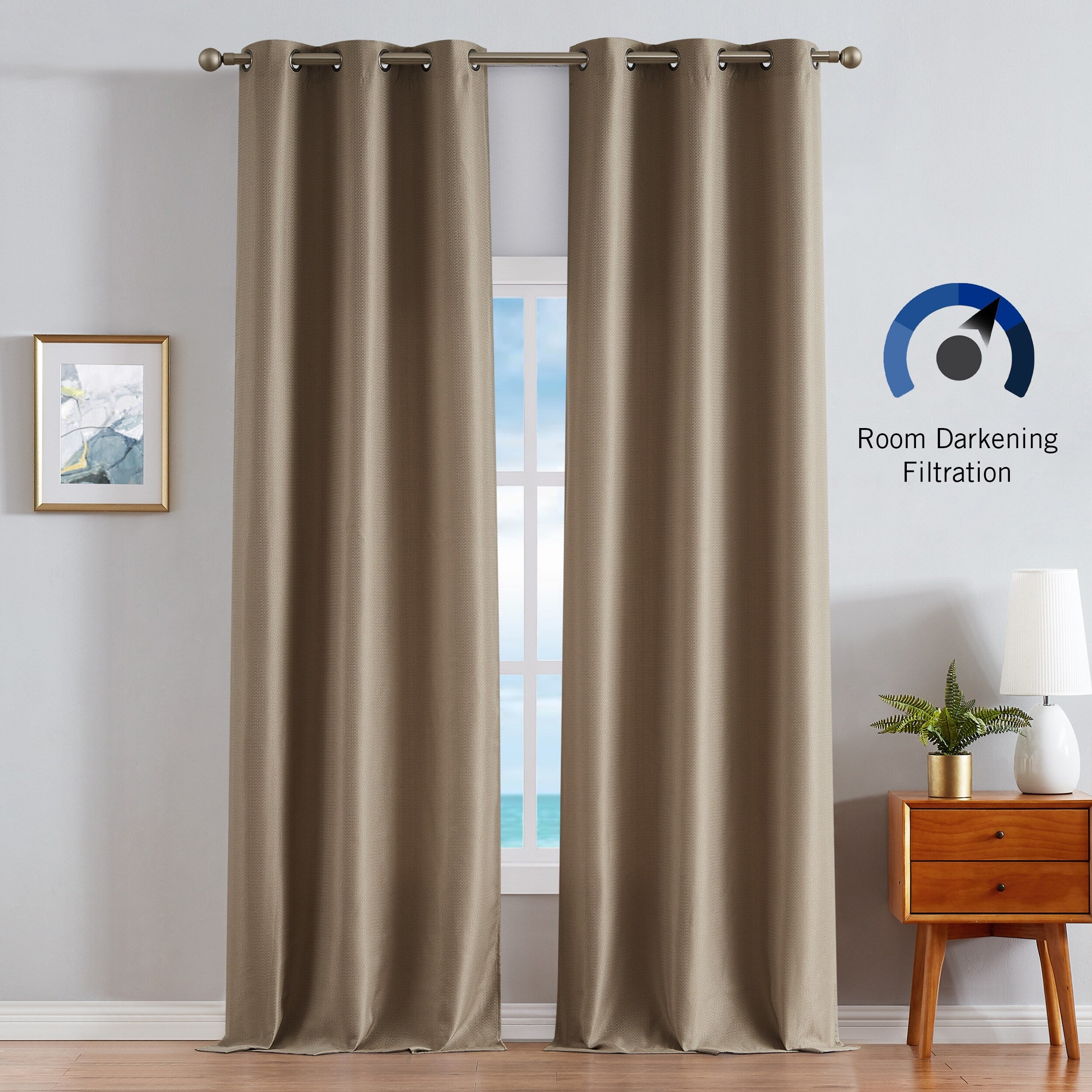 Nautica Milton Thermal Woven Room Darkening Grommet Window Curtain Panel Pair