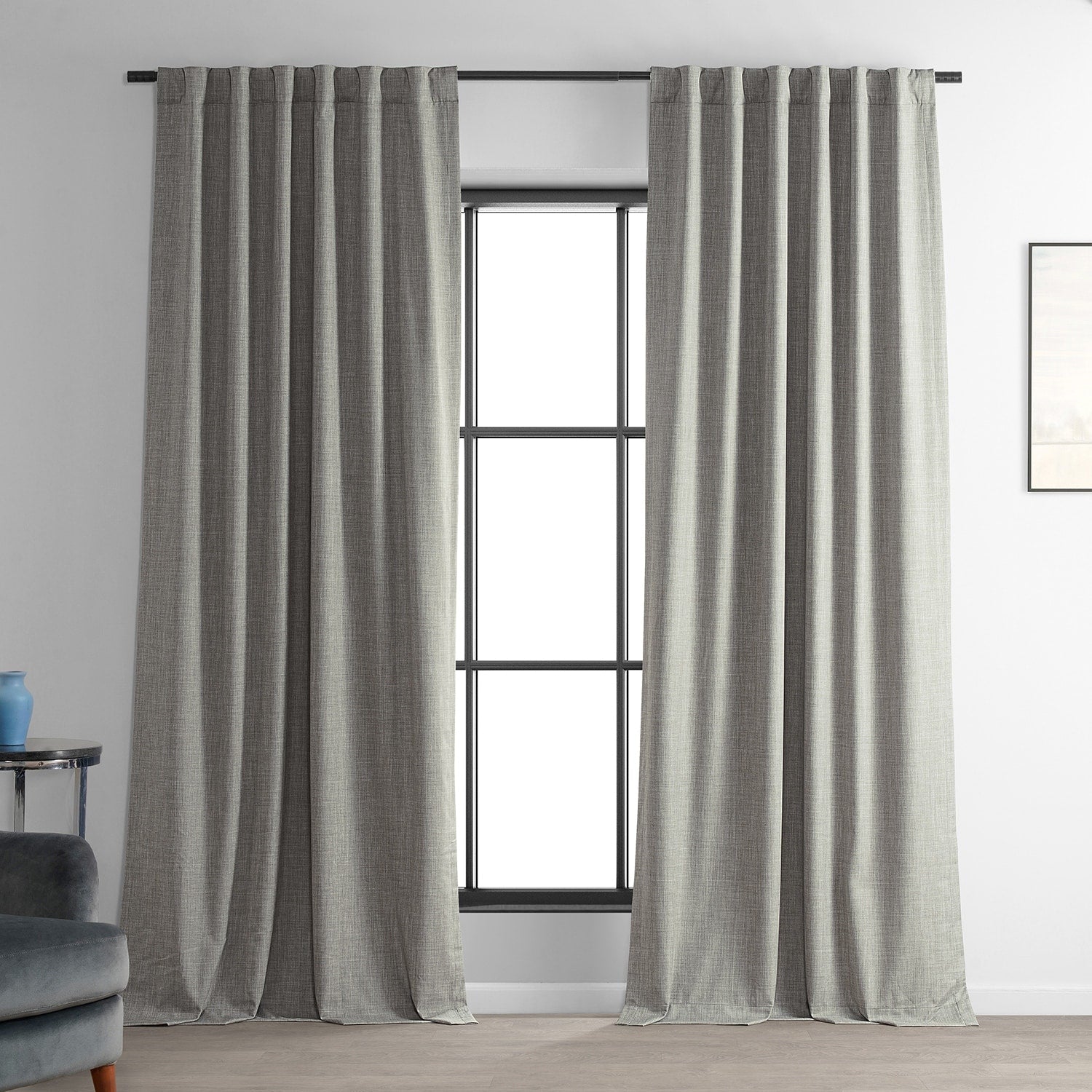 Exclusive Fabrics Performance Linen Luxury Blackout Curtains (1 Panel) - Thermal Insulation, Elegant Blackout Drapery