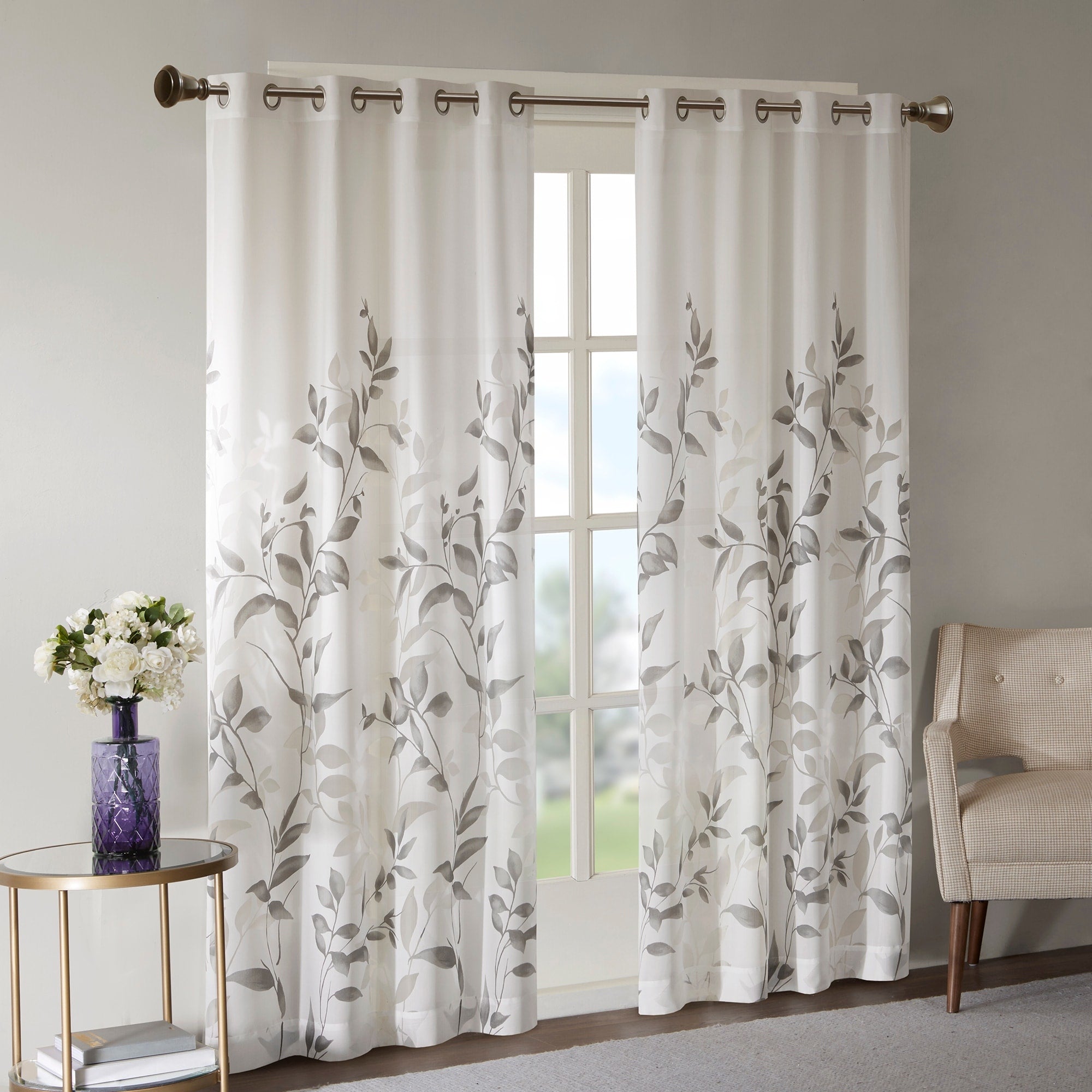 Madison Park Vera Burnout Printed Curtain Panel