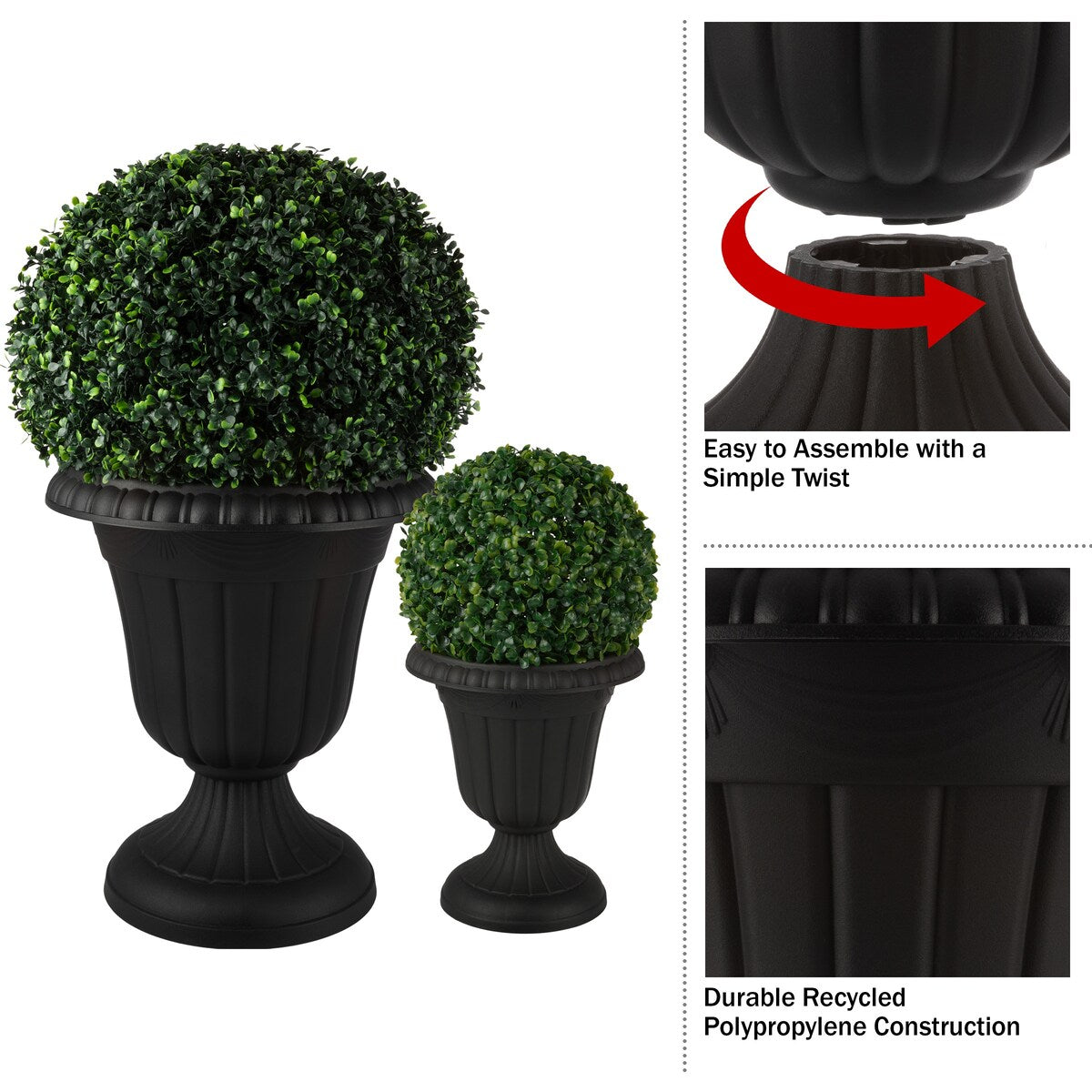 Pure Garden Large and Small Outdoor Urn Planter 2-Pack - Pack of 2