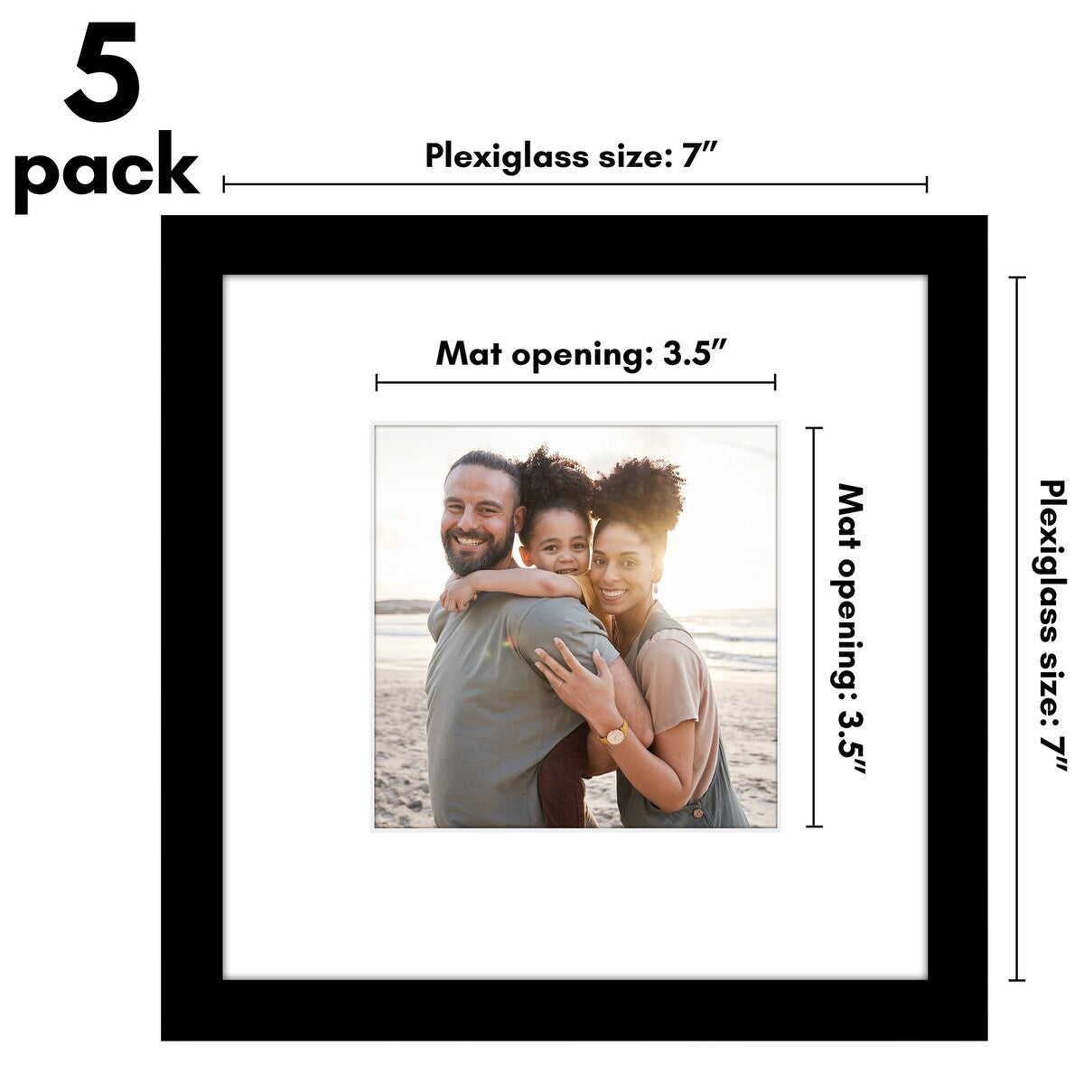 Americanflat 5 Pack of Picture Frames with Mat - Plexiglass Cover