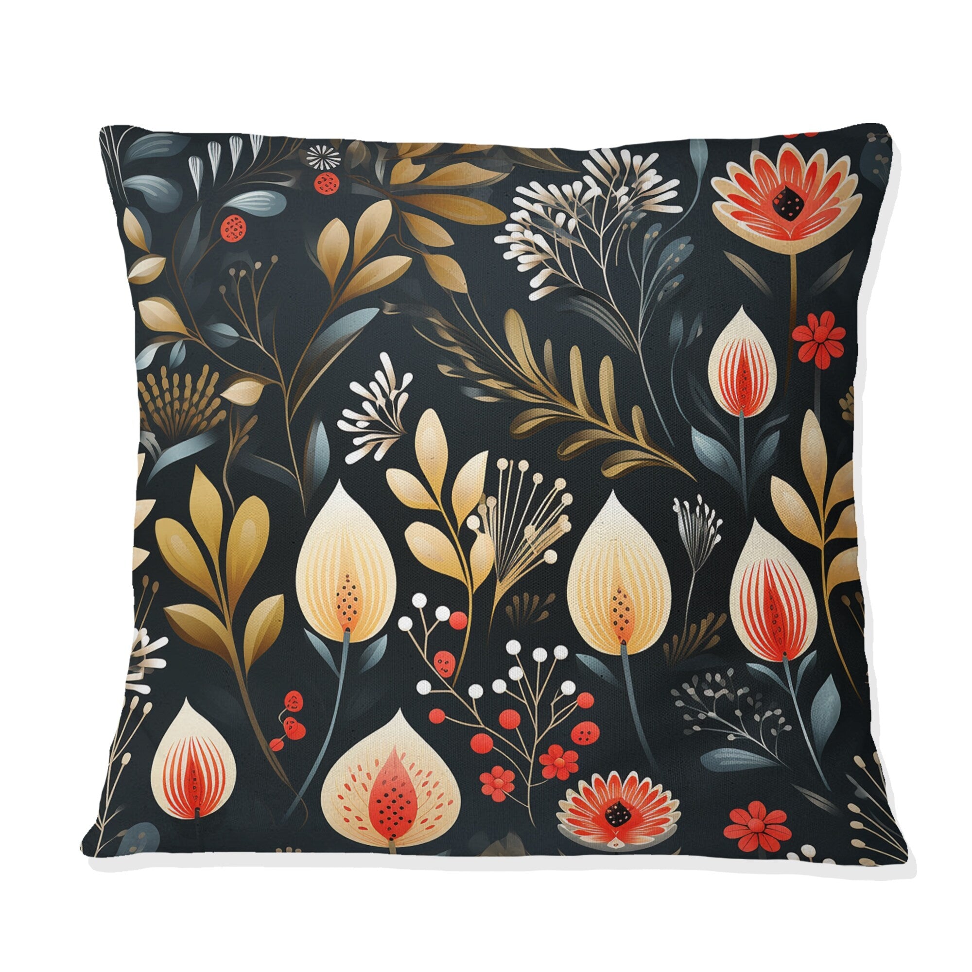 Designart Scandinavian Botanical Collage IV Botanical Printed Throw Pillow