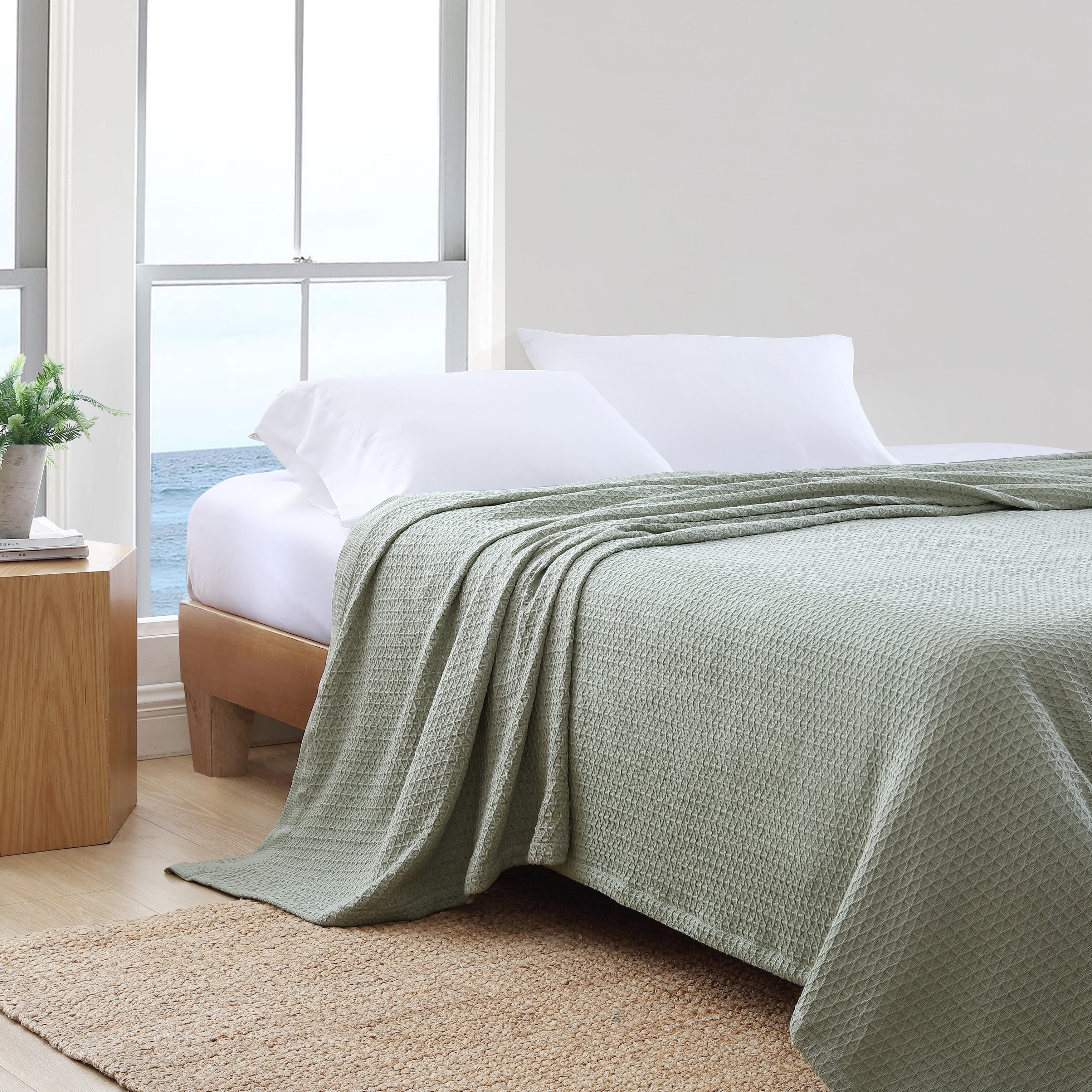 Nautica Baird Diamond Knit Solid Cotton Blanket