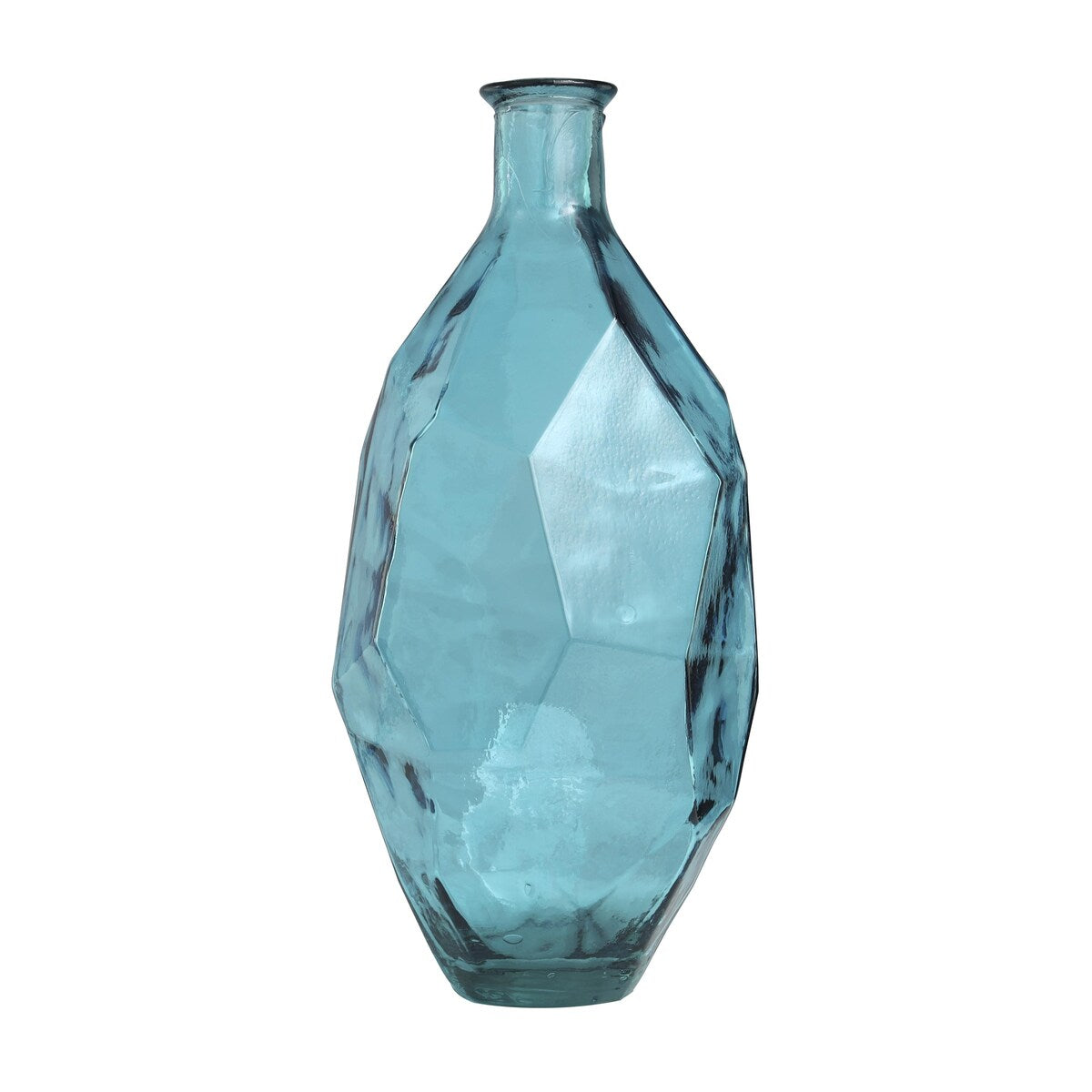 Recycled Glass Handmade Tall Spanish Bottleneck Decorative Vase - Blue or Teal - Roche River Decor