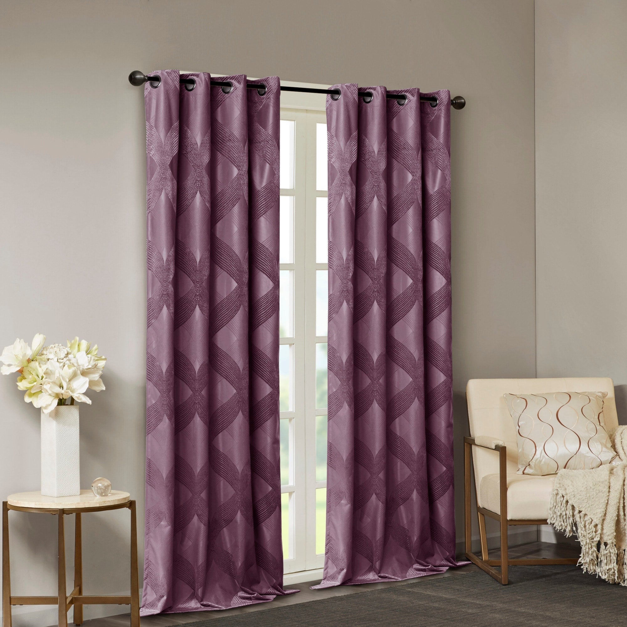 SunSmart Abel Ogee Knitted Jacquard Total Blackout Curtain Panel