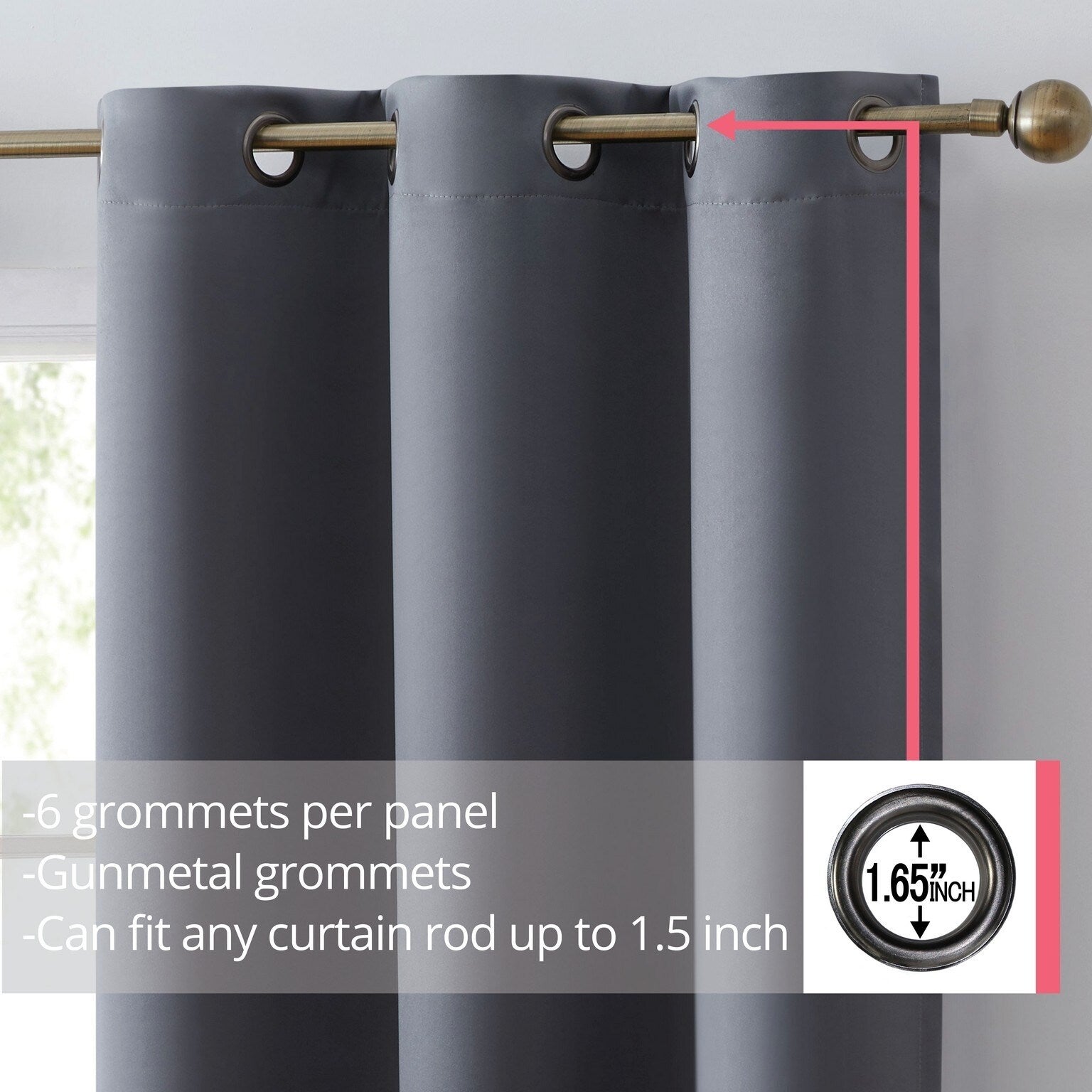 HLC.me Laurance 100% Blackout Curtains - Thermal Insulation Energy Efficient Grommet Window Curtains, Set of 2