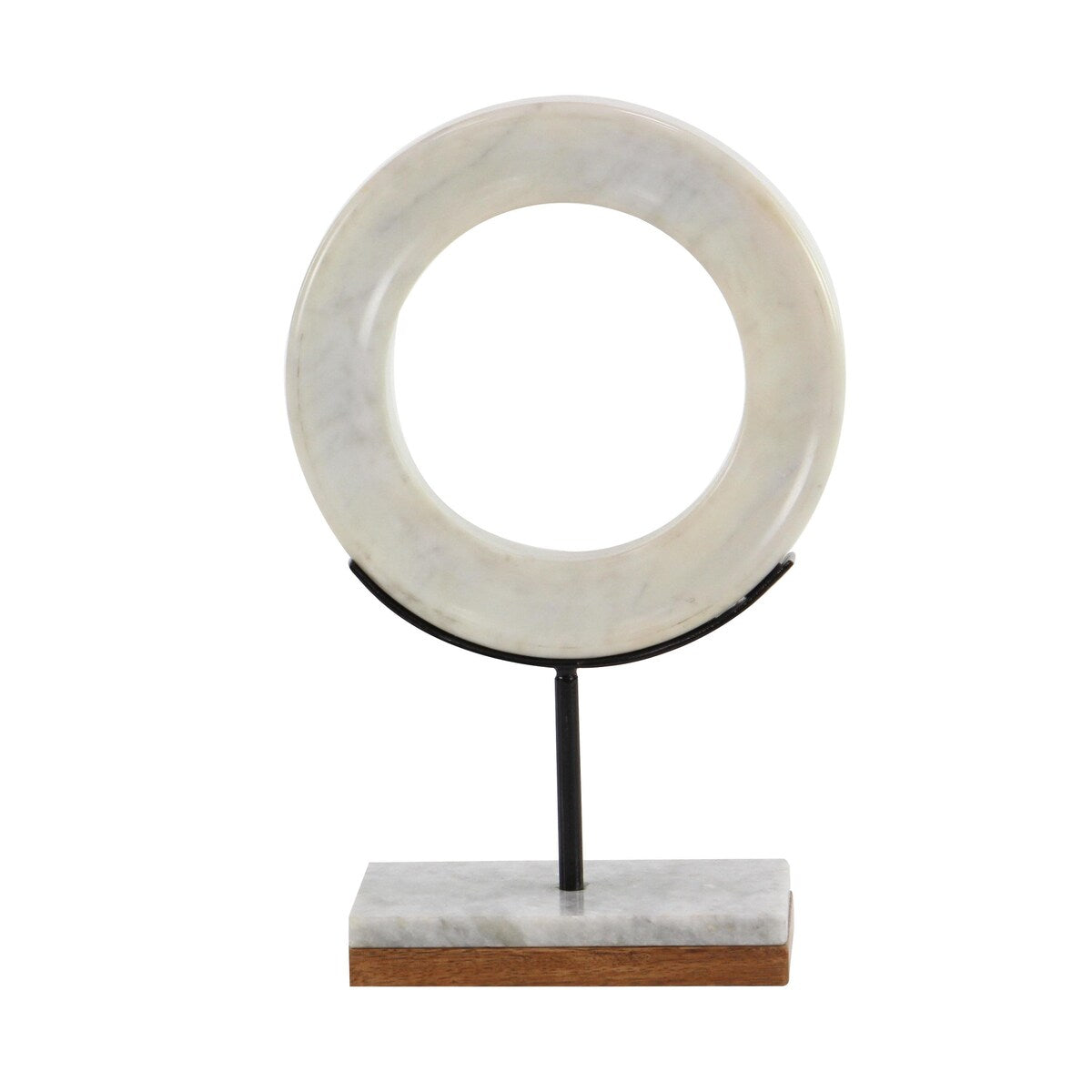 Marble Geometric Circle Decorative Sculpture with Marble Base - White - CosmoLiving by Cosmopolitan