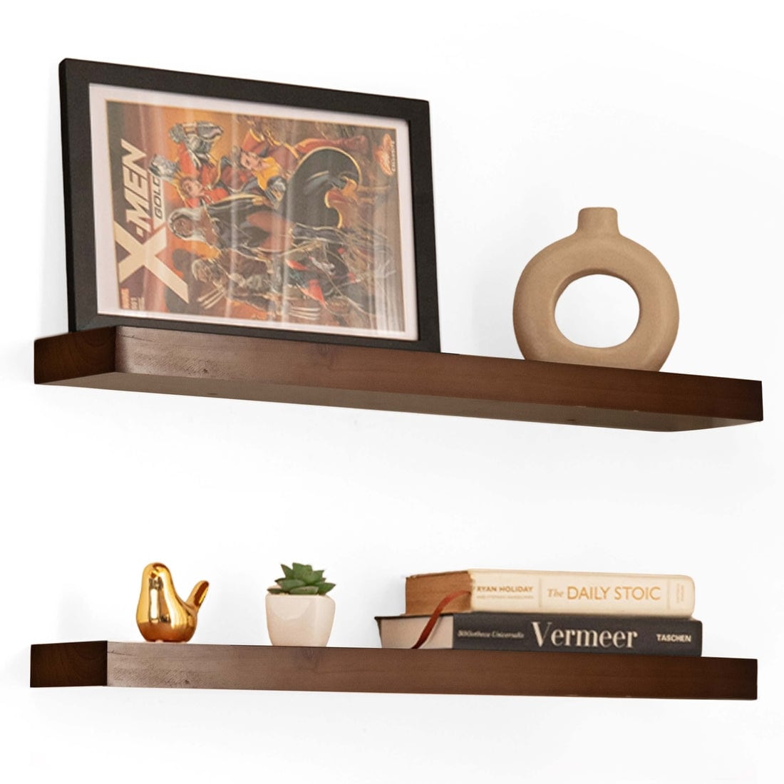 Floating Wooden Wall Shelves (Set of 2) Handmade