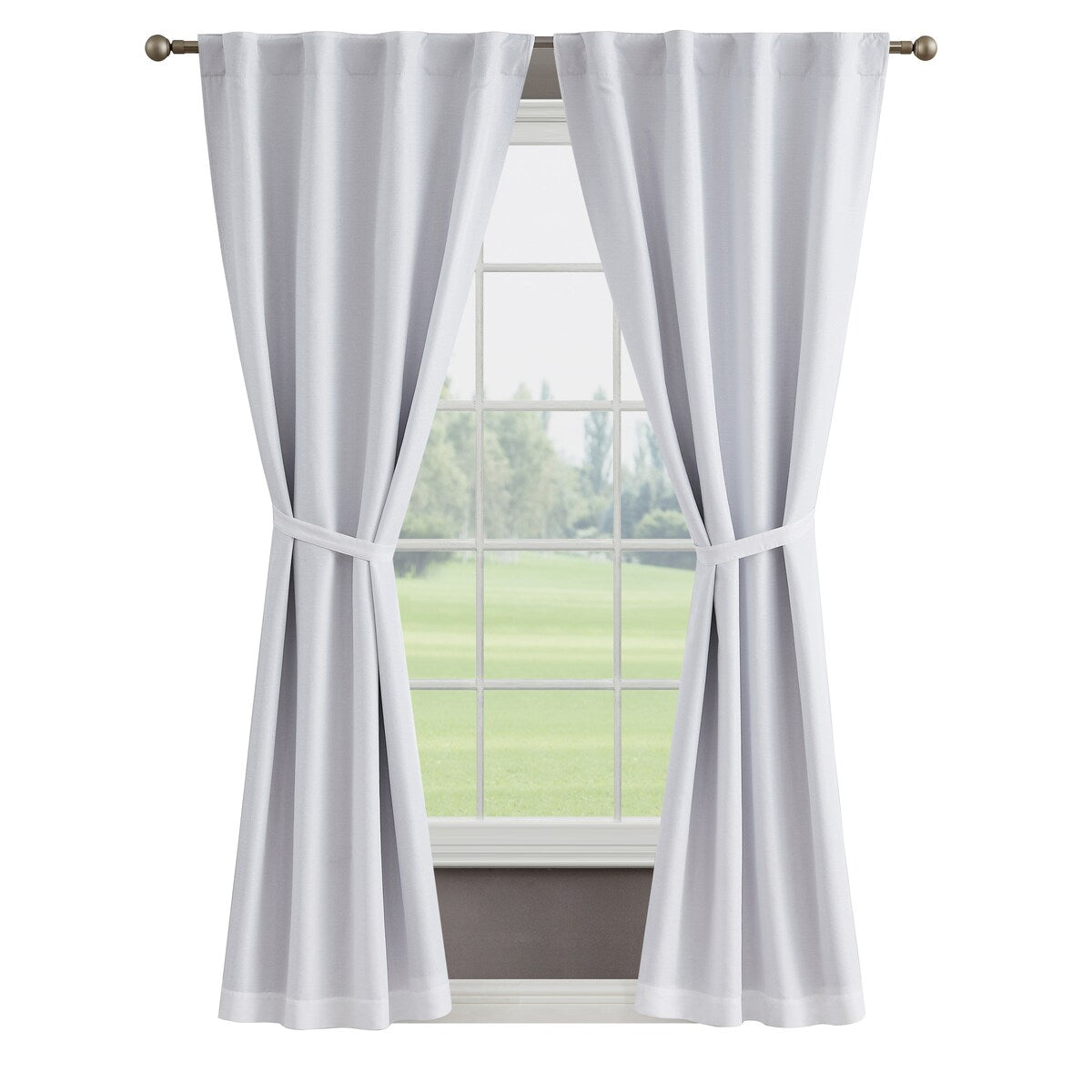 Creative Home Ideas Tobie Blackout Window Curtain, Room Darkening, Thermal Insulated, Back Tab. Set of 2 Panels with 2 Tiebacks