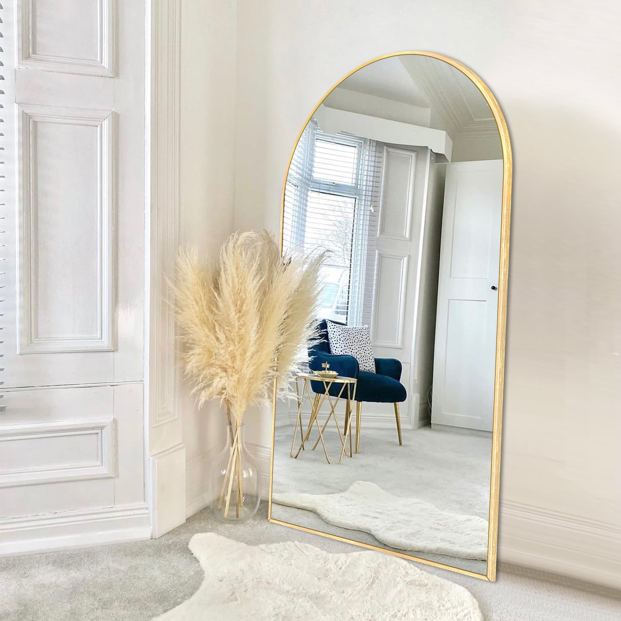 Modern Arched Full Length Aluminum Alloy Floor Mirror Standing Mirror