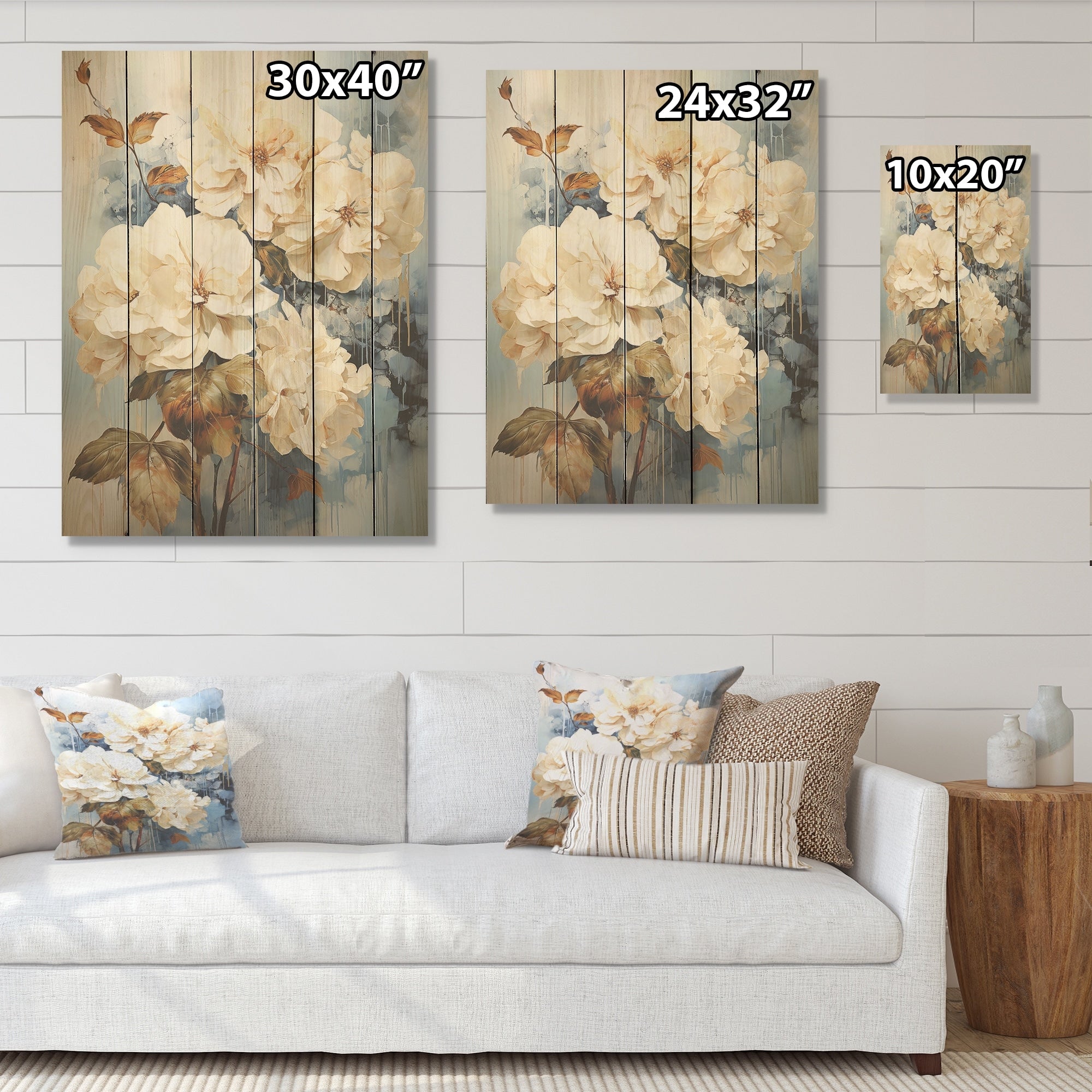 Designart Minimal Beige Hydrangea Grace Hydrangea Wood Wall Decor Traditional Beige Wood Panel On Natural Pine Wood