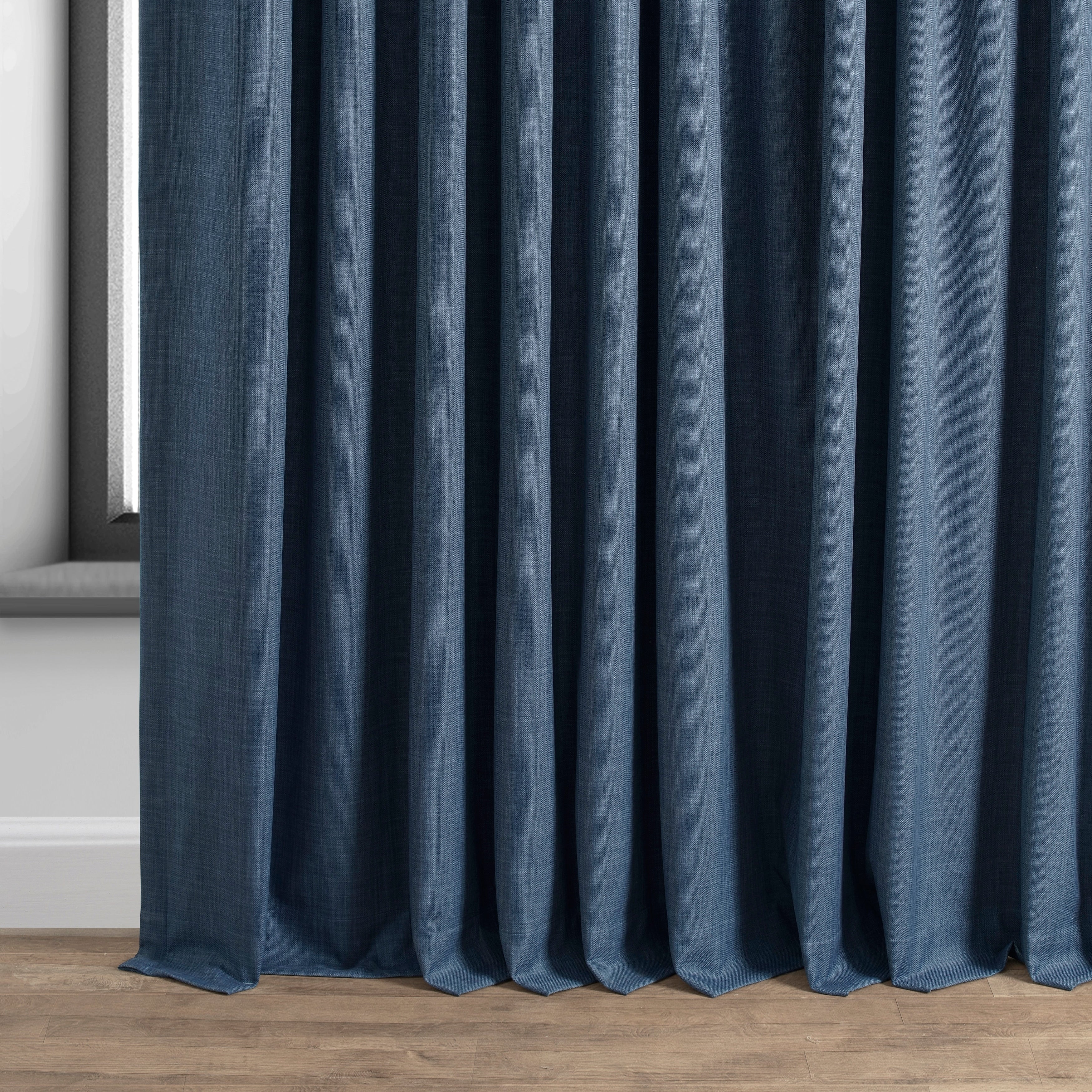 Exclusive Fabrics Extra Wide Performance Linen Blackout Curtains (1 Panel) Thermal Insulated Window Curtains